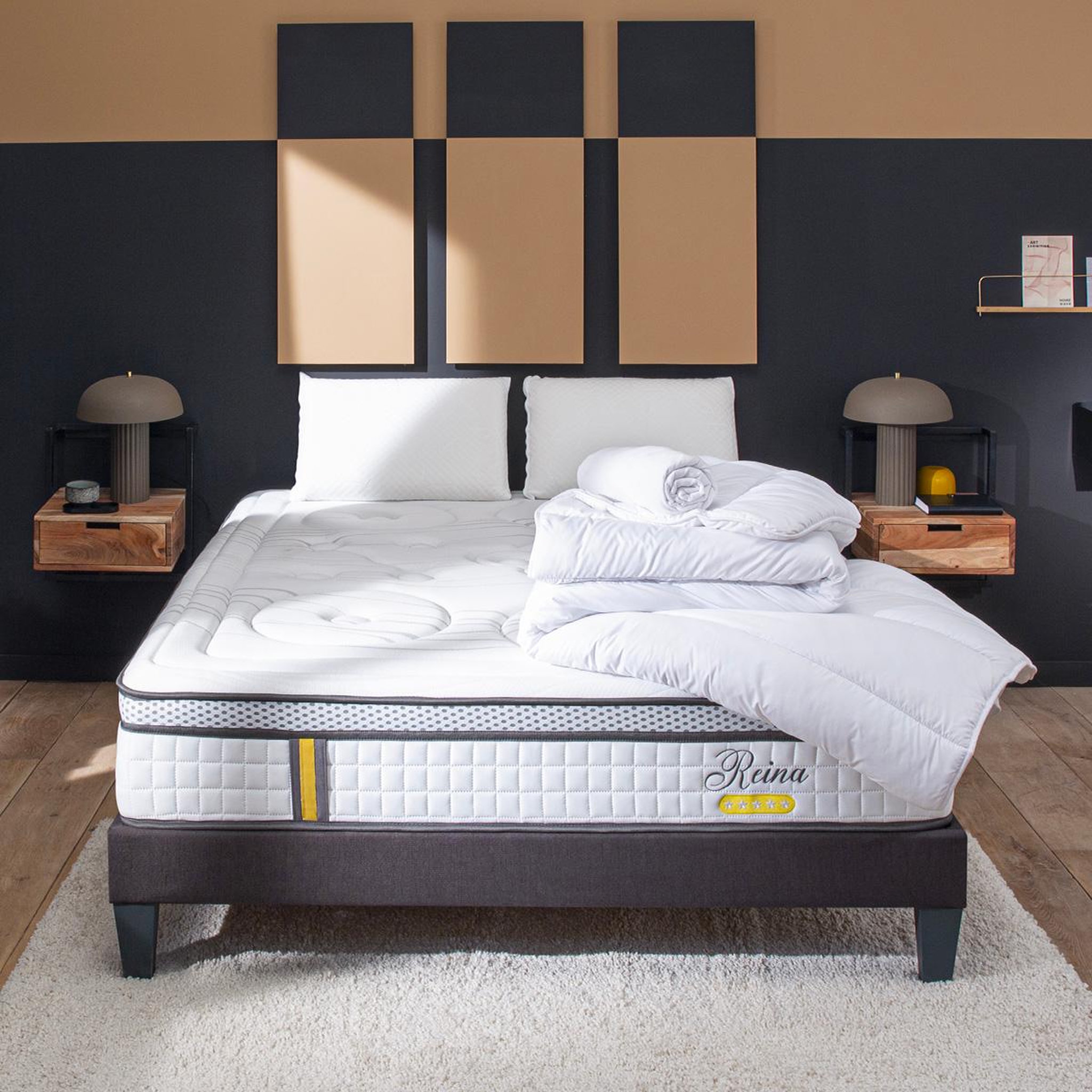 Voir la diapositive 2 : BELLECOUR Bellecour literie | pack prêt à dormir reina 2.0 | matelas ressorts ensachés + sommier + accessoires
