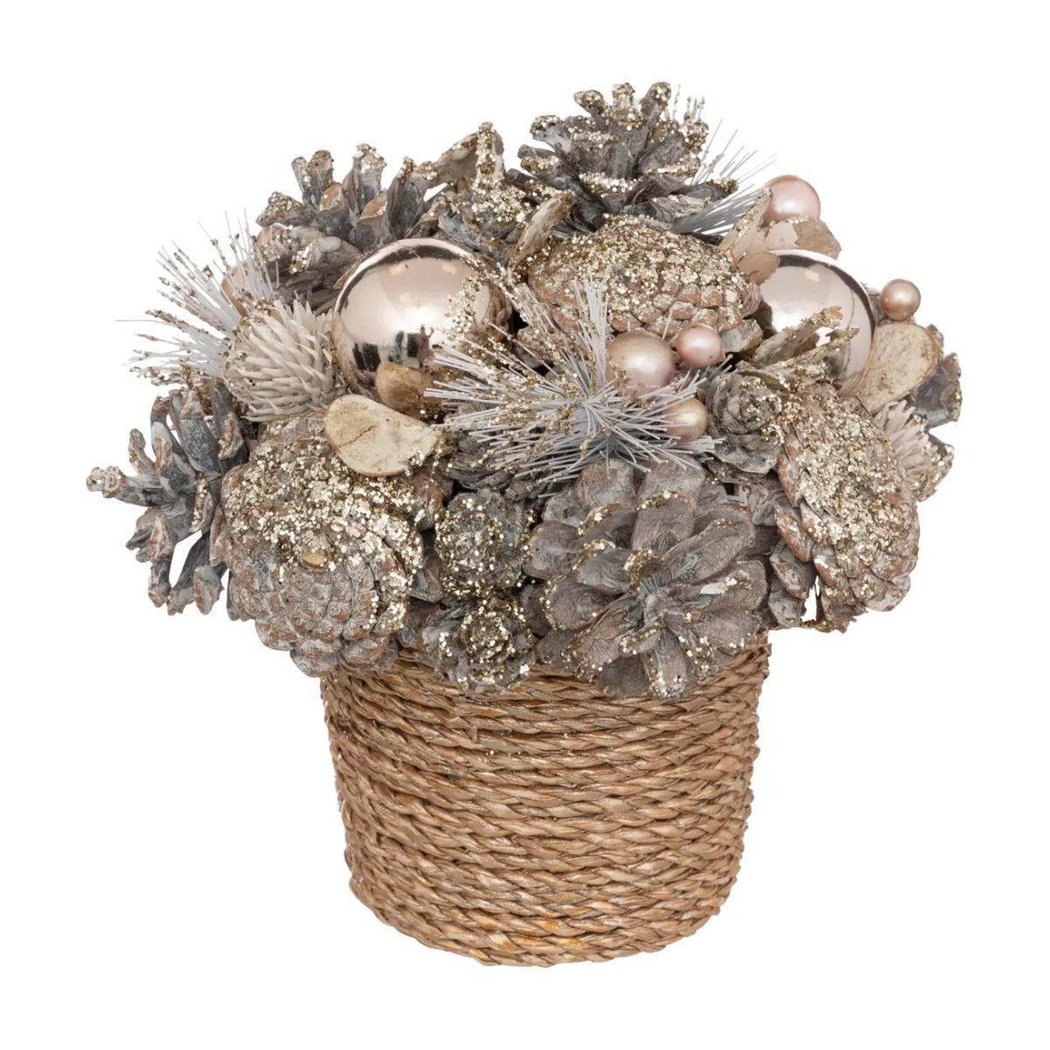 ATMOSPHERA Composition artificielle  terre de rose  19cm champagne
