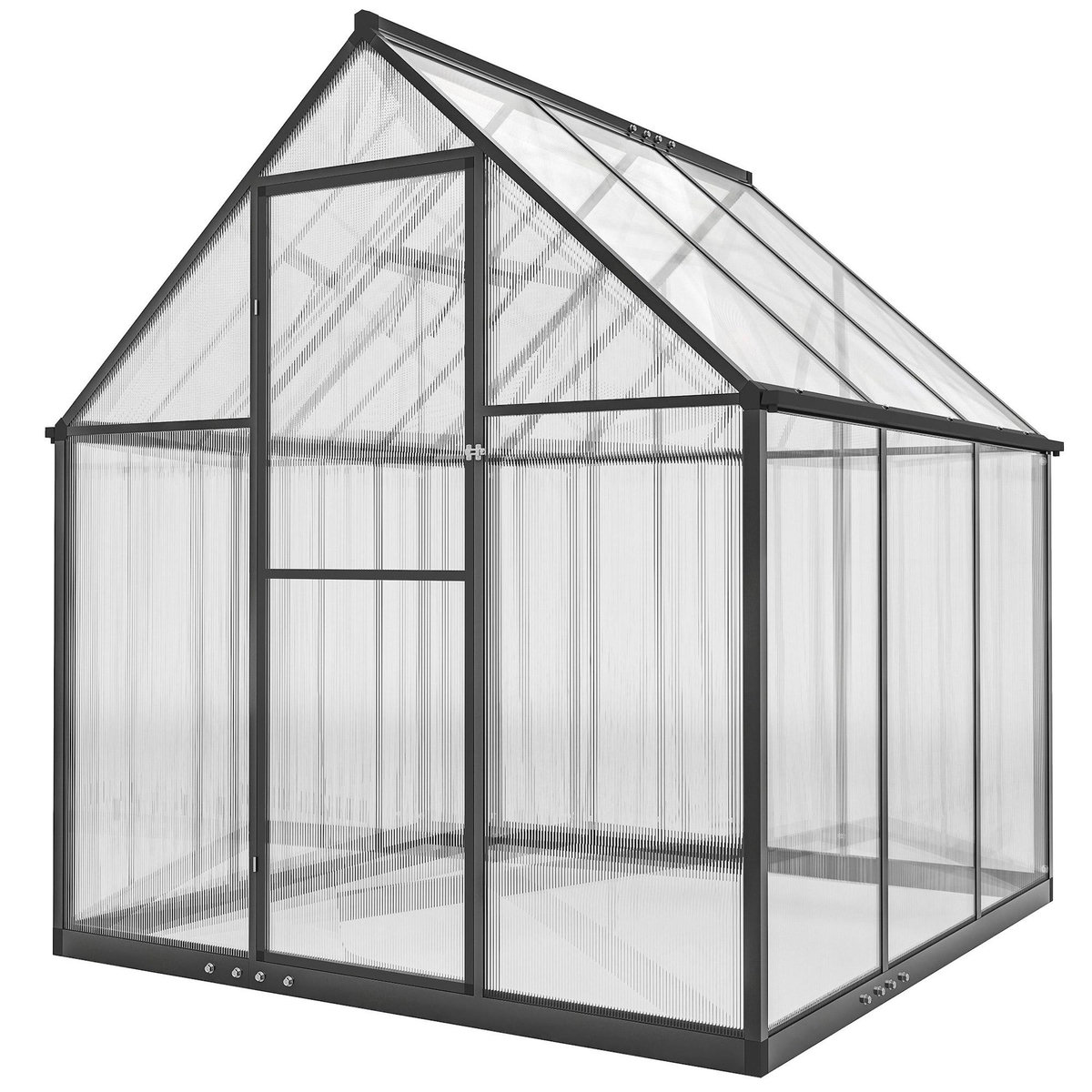 OUTSUNNY Serre de jardin alu polycarbonate - porte, lucarne - 1,78 x 1,68 x 1,95 m - noir