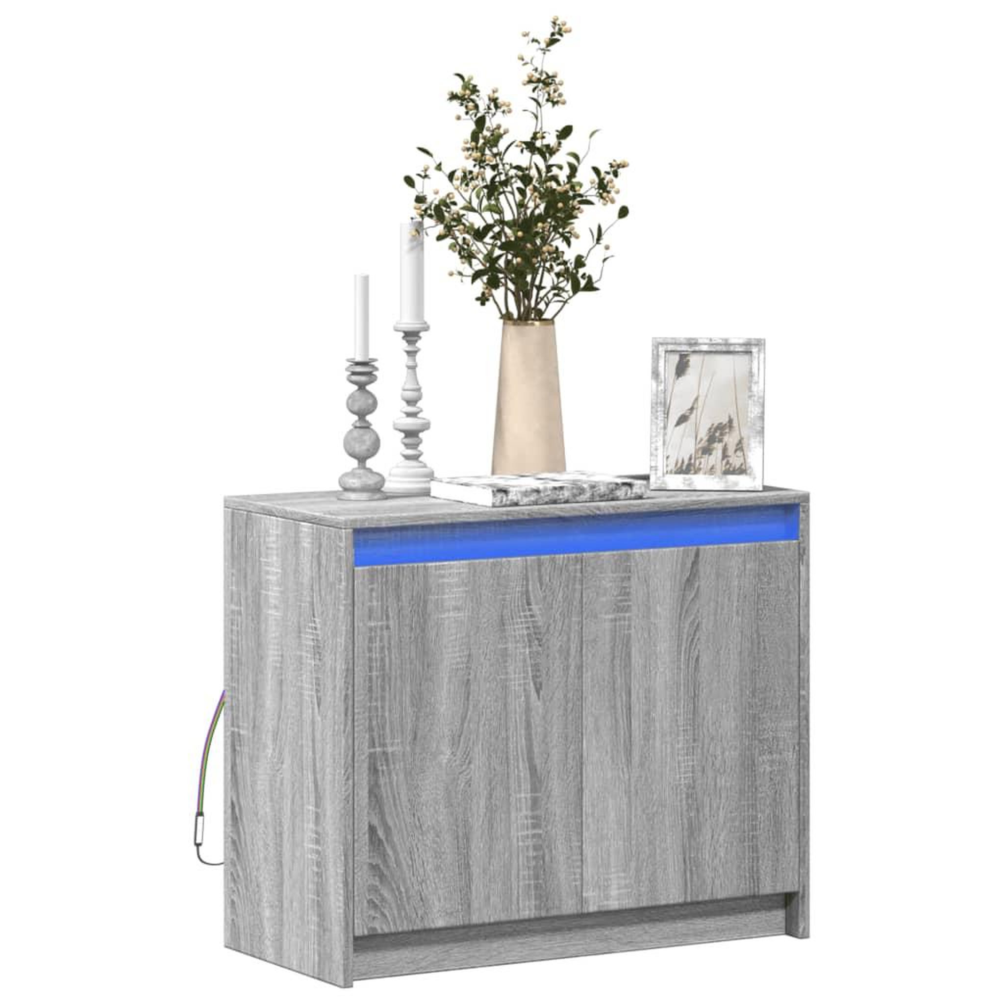 VIDAXL Buffet avec LED sonoma gris 72x34x61 cm bois d'ingenierie