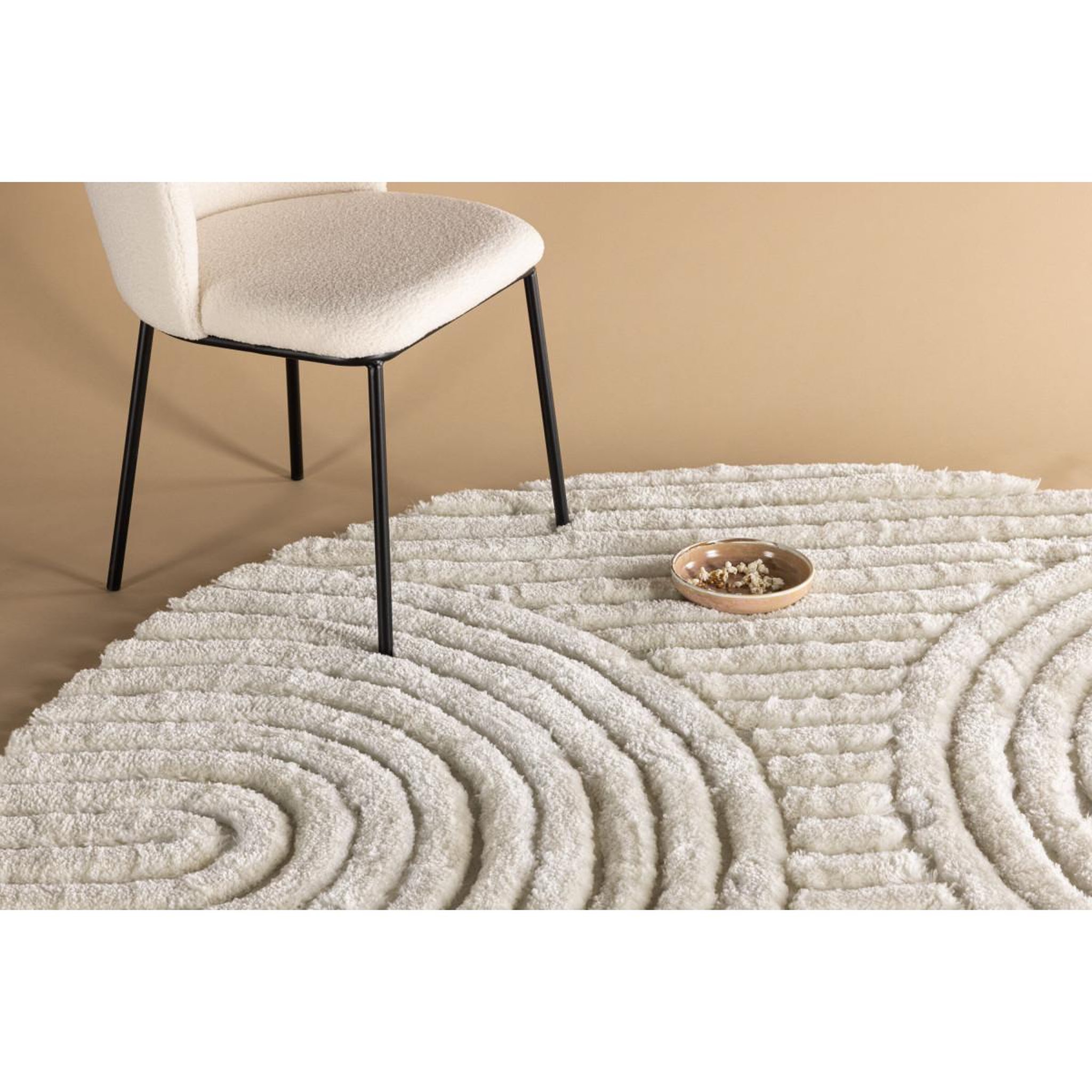 Voir la diapositive 4 : Paris Prix Tapis Déco Texturé Rond  Niklas  200cm Blanc