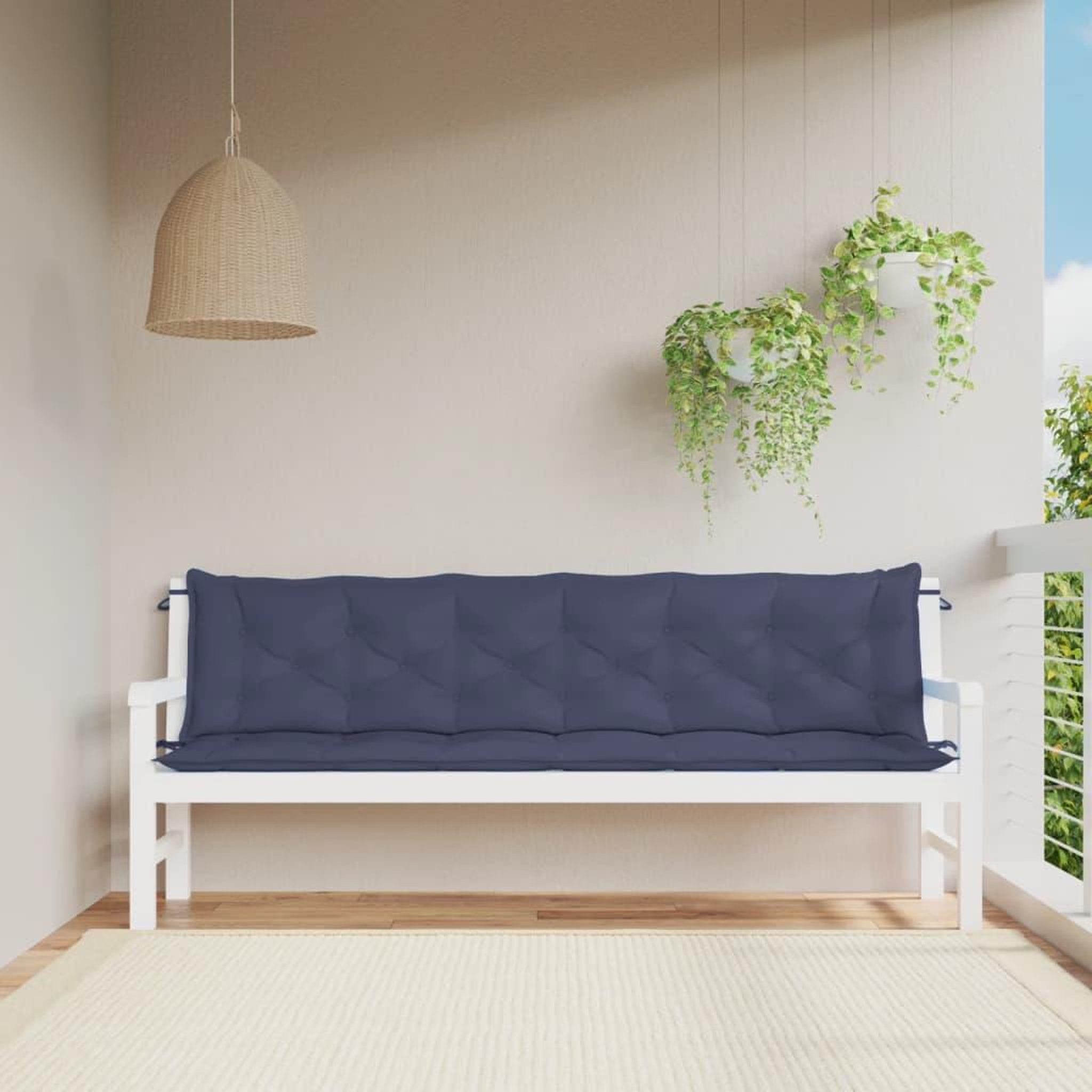 VIDAXL Coussins de banc de jardin lot de 2 bleu marine 200x50x7 cm