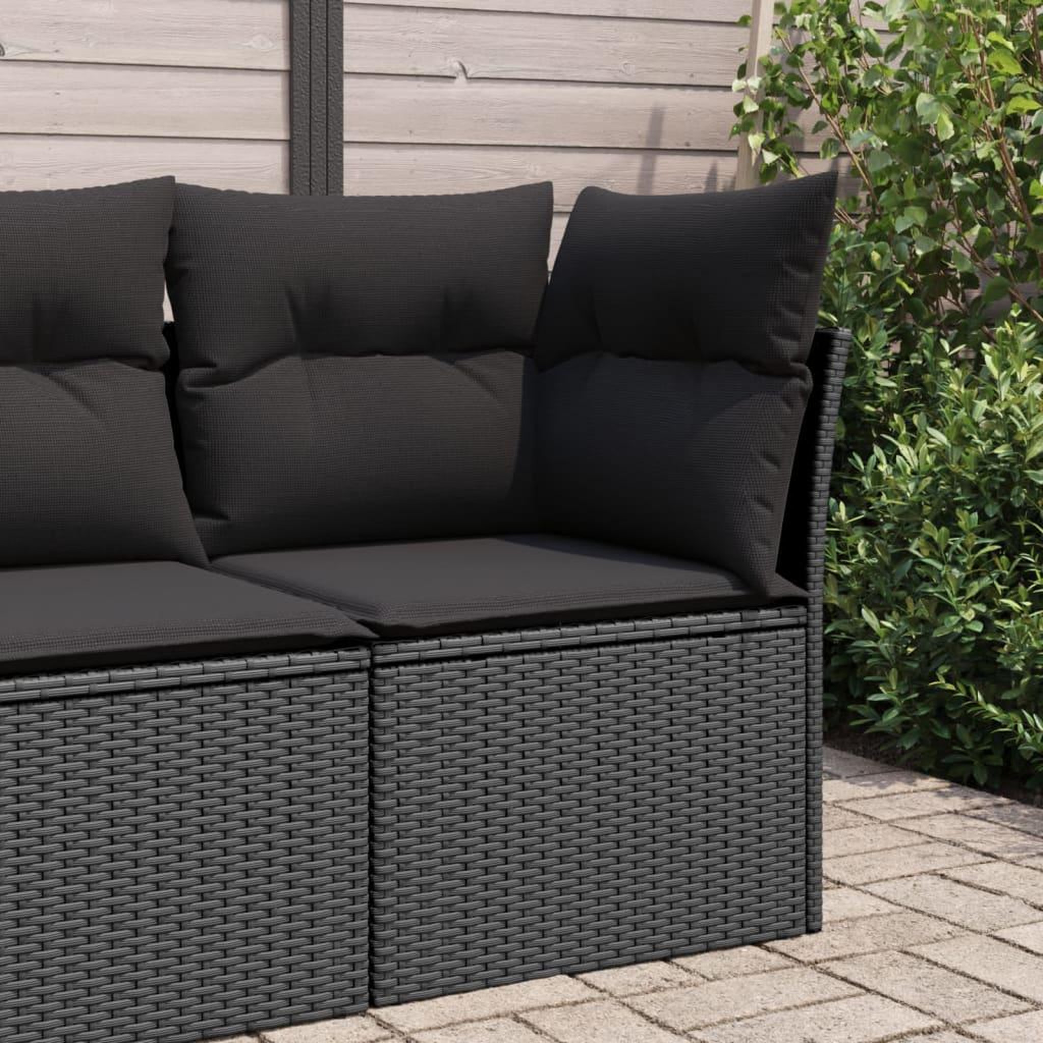 Voir la diapositive 1 : VIDAXL Canape d'angle de jardin avec coussins noir resine tressee
