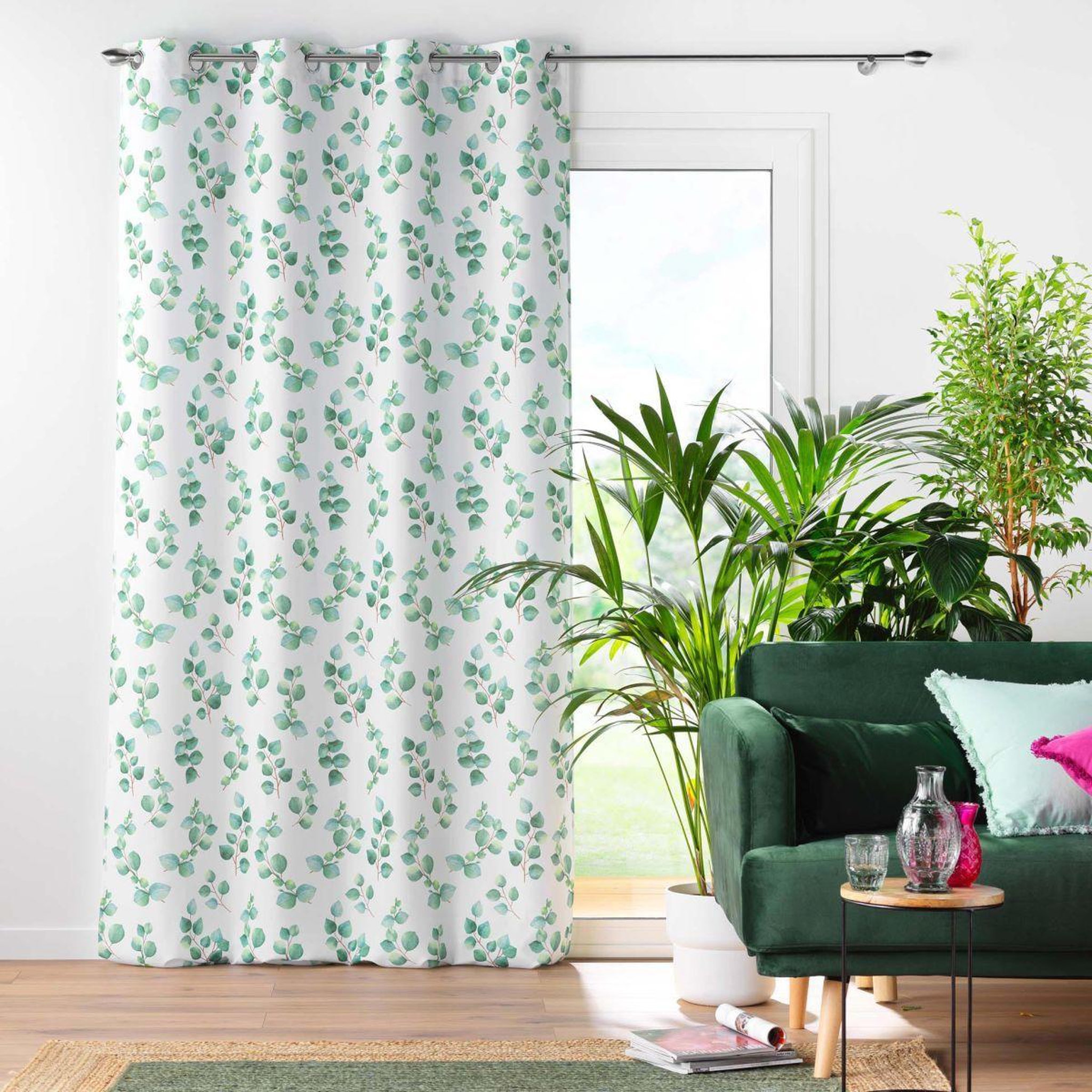 Voir la diapositive 4 : Douceur d'Intérieur Rideau à œillets imprimé  leandre  140x260cm vert