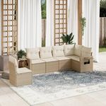 VIDAXL Salon de jardin avec coussins 6 pcs beige resine tressee