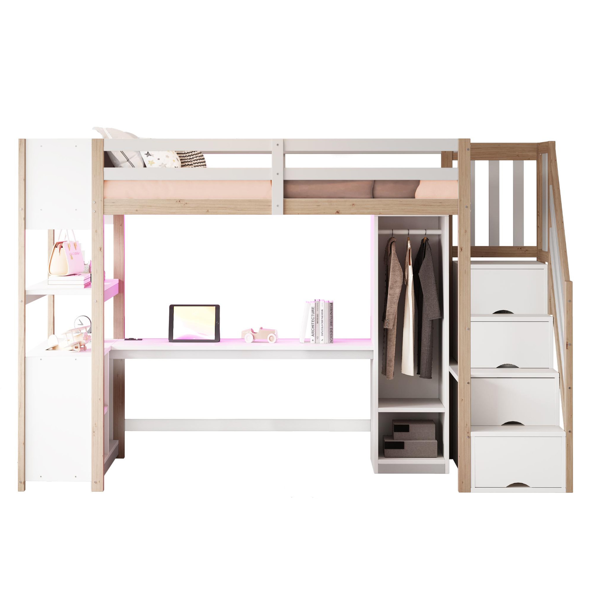 MERAX Lit mezzanine. Coloris disponibles : Marron, Blanc