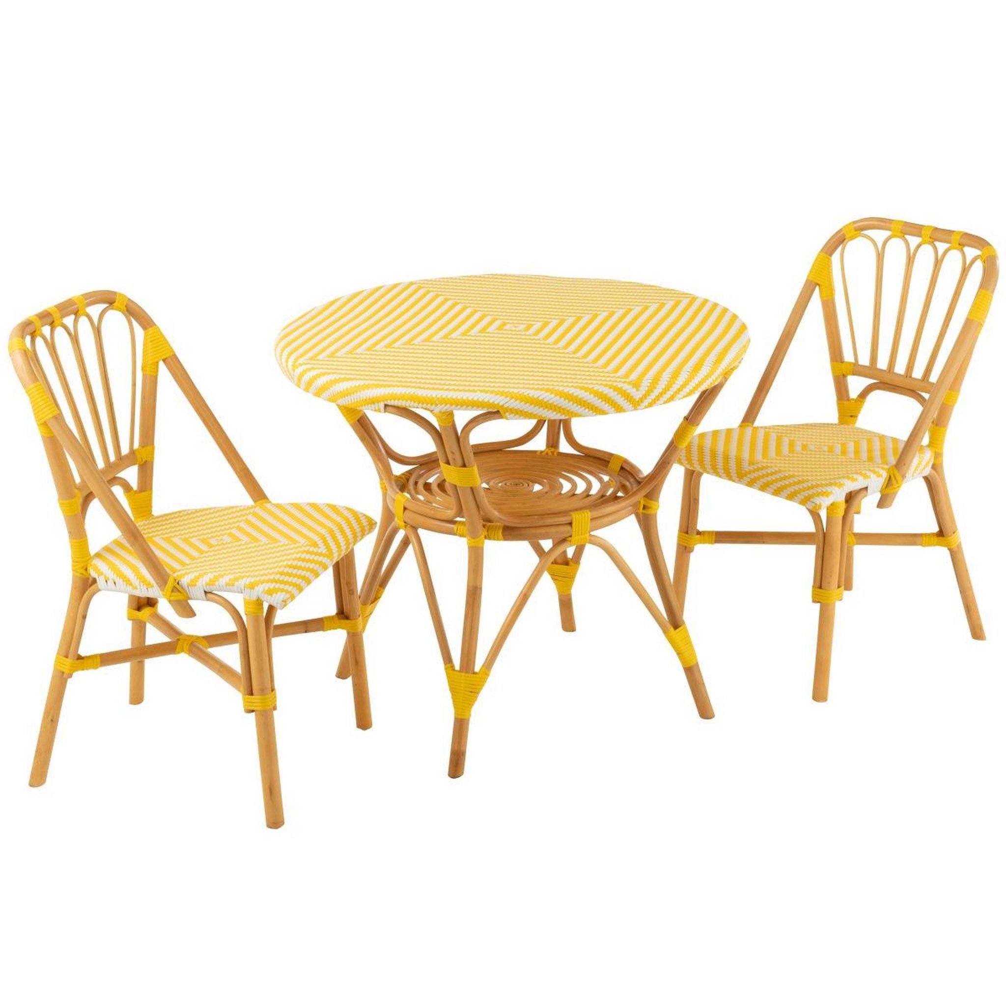 Voir la diapositive 6 : J-LINE Table à manger en rotin  danial  90cm jaune