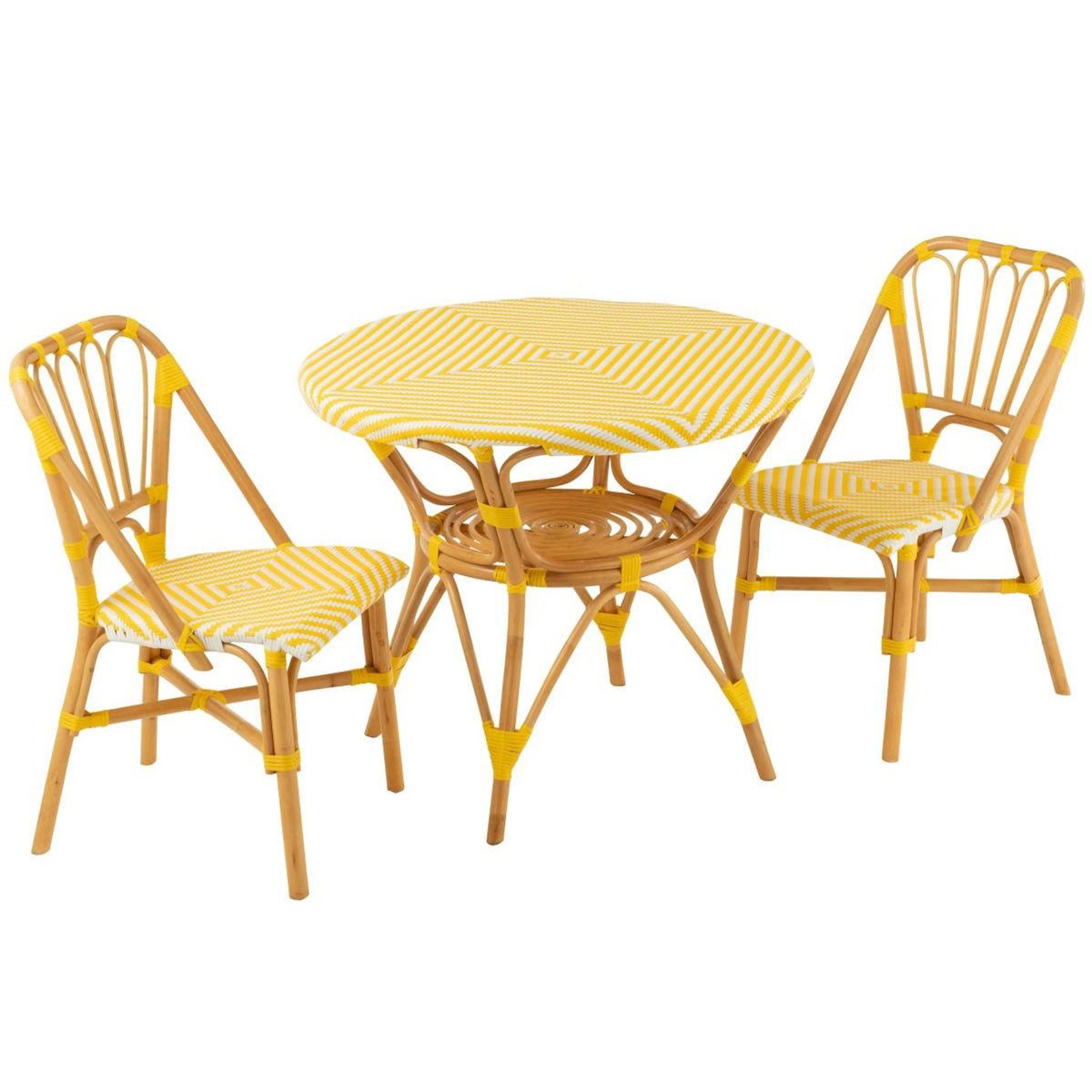 Paris Prix Table à Manger en Rotin  Danial  90cm Jaune