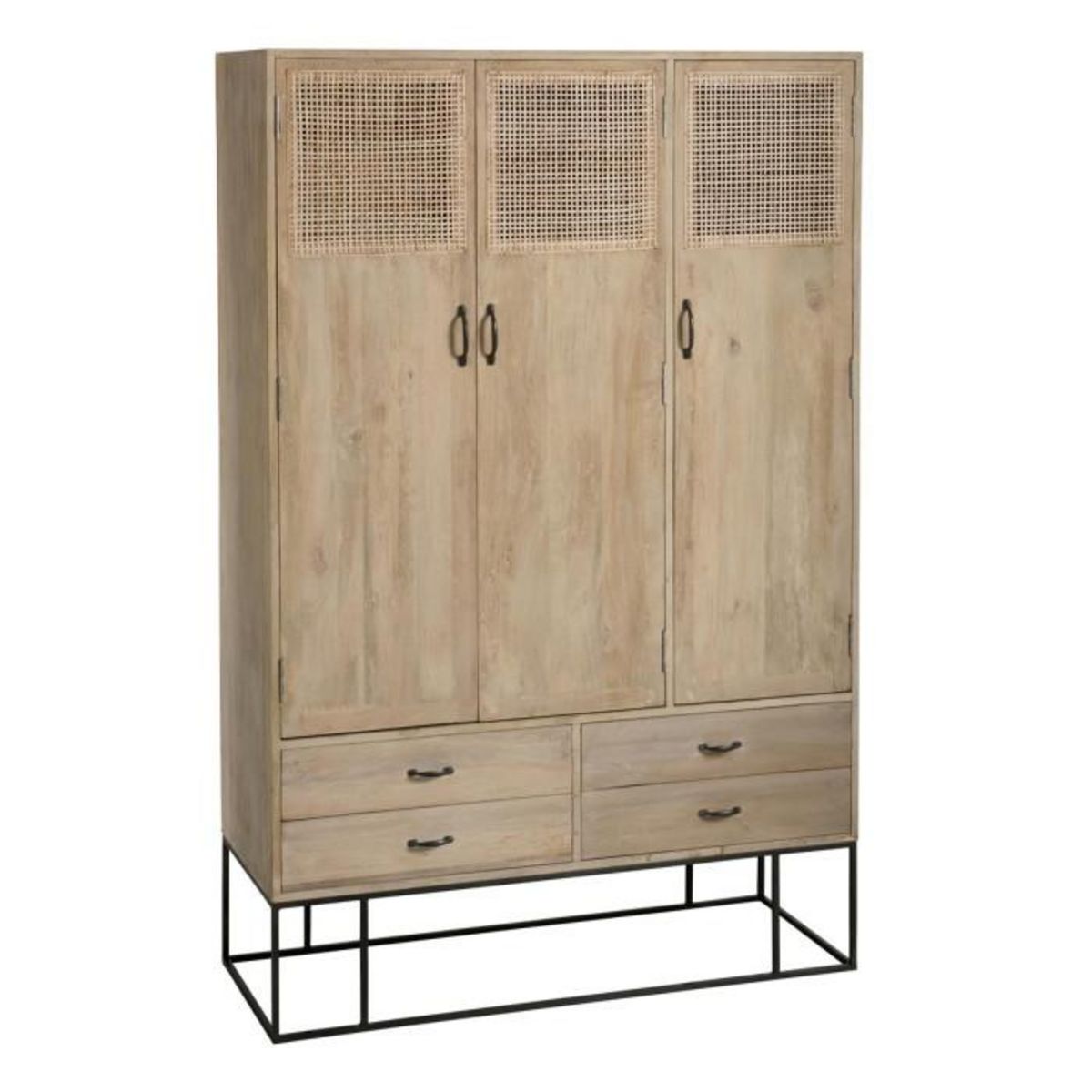 Paris Prix Armoire 3 Portes en Bois  Bombay  115cm Naturel