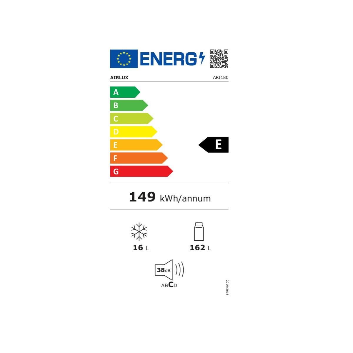 Airlux Réfrigérateur 1 porte 54cm 178l - ARI180