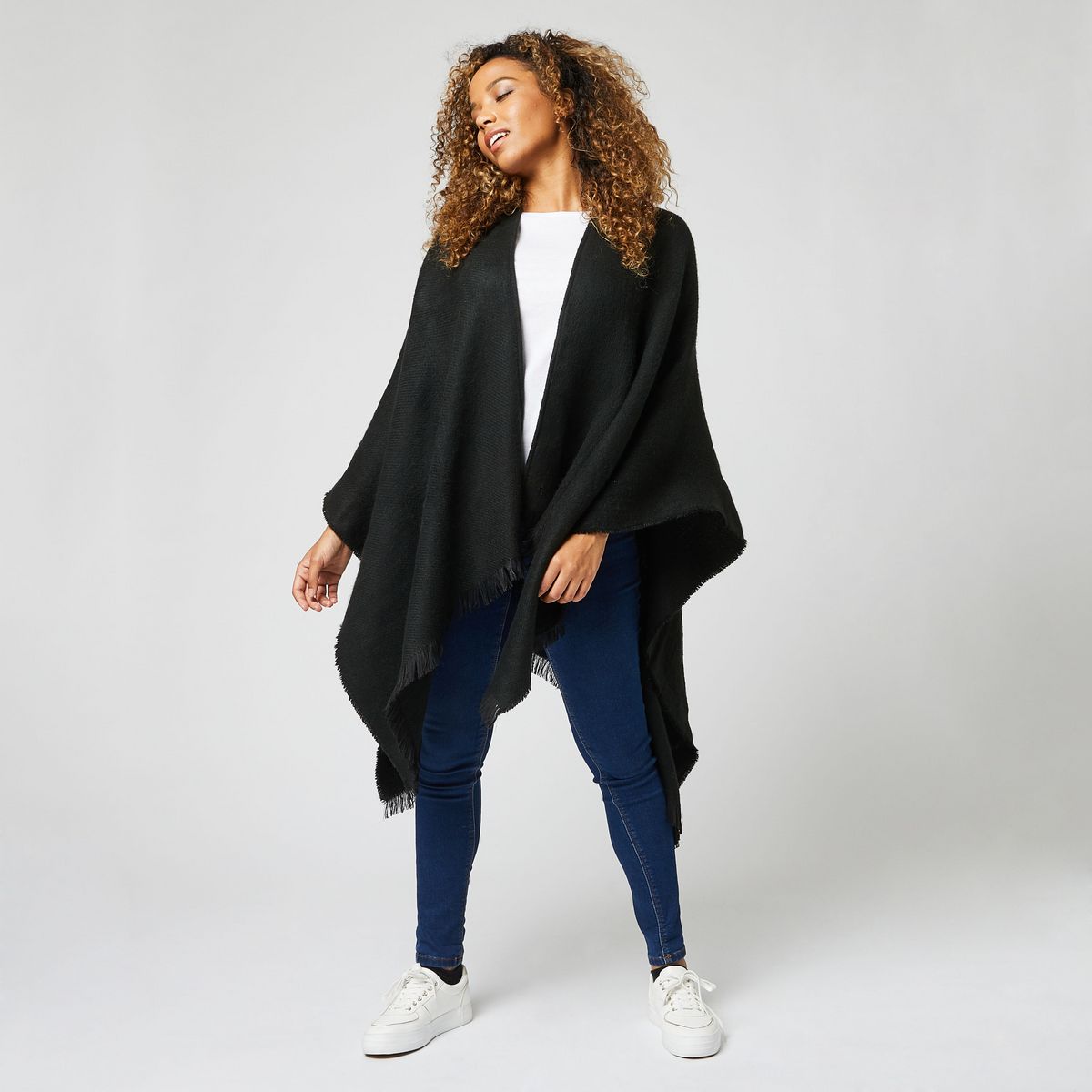 IN EXTENSO Poncho écharpe noir femme