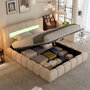Voir la diapositive 2 : CONCEPT USINE Lit nuage LED avec coffre 180x200cm en velours beige avec tête de lit et sommier OMAHA