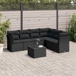 VIDAXL Salon de jardin 7 pcs avec coussins noir resine tressee