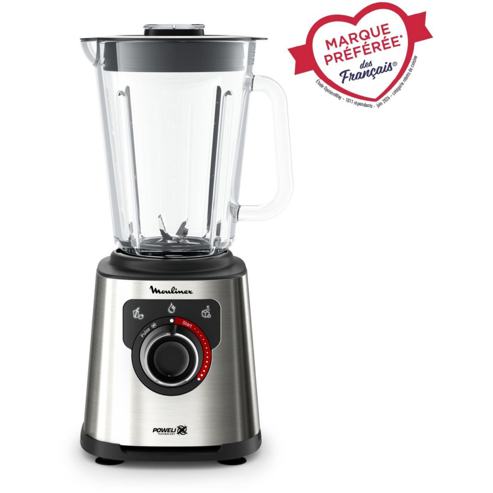 Voir la diapositive 2 : MOULINEX Blender perfectmix+ lm871d10 - bol verre 2l / 1200w - inox