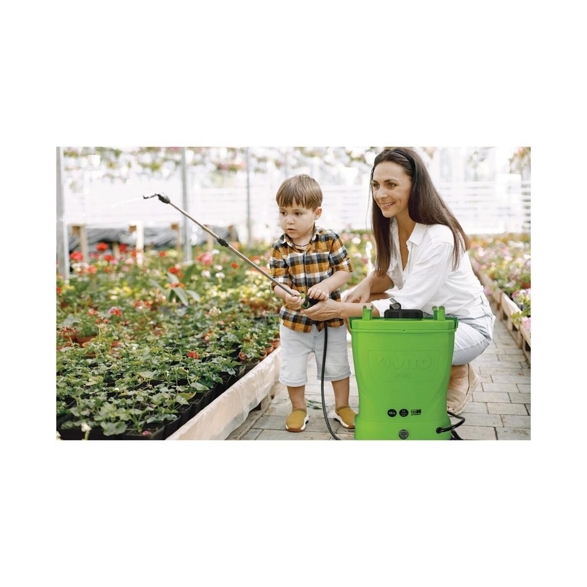 VITO Pulvérisateur de Jardin 16L à Batterie VITO - Pulvérisateur Electrique 6 bars - Buses, Chargeur et Lance Télescopique Inclus