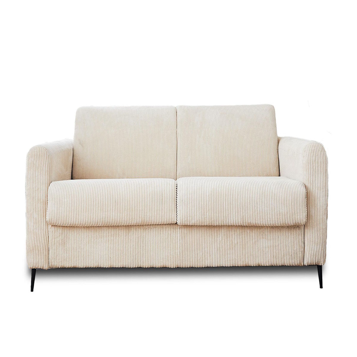 LISA DESIGN Owen - canapé 3 places convertible express couchage quotidien 140 cm matelas 12 cm en velours côtelé
