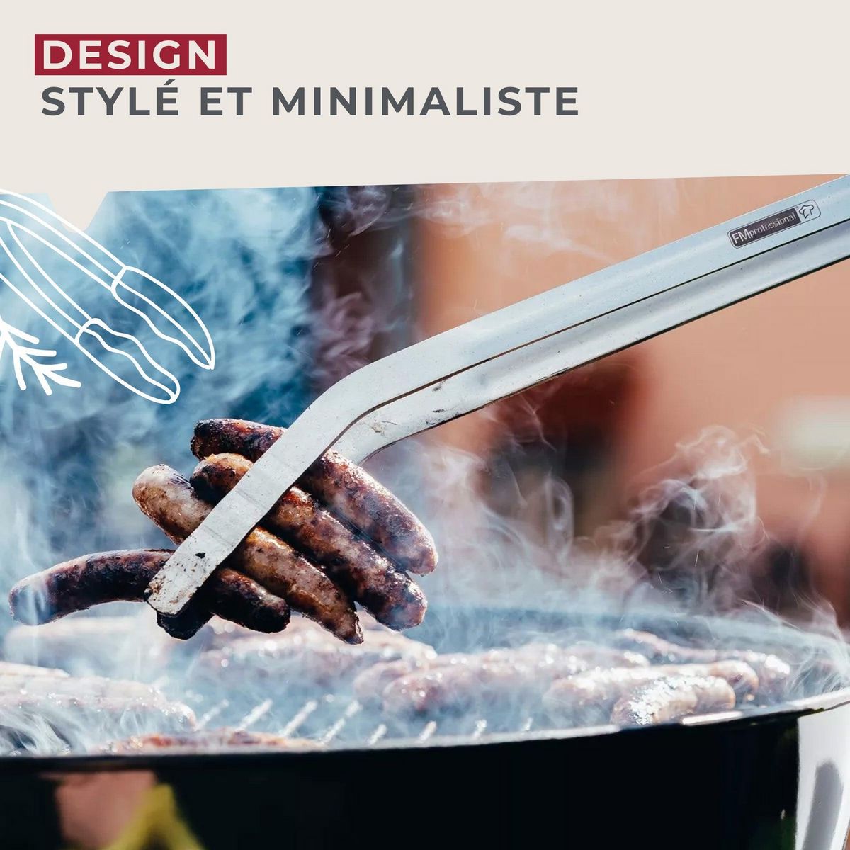 FM PROFESSIONAL Pince à barbecue acier inoxydable 46 cm FM Professionnal