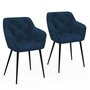Voir la diapositive 1 : ID MARKET Lot de 2 chaises de salle à manger, fauteuils de table capitonnés LYA velours bleu canard