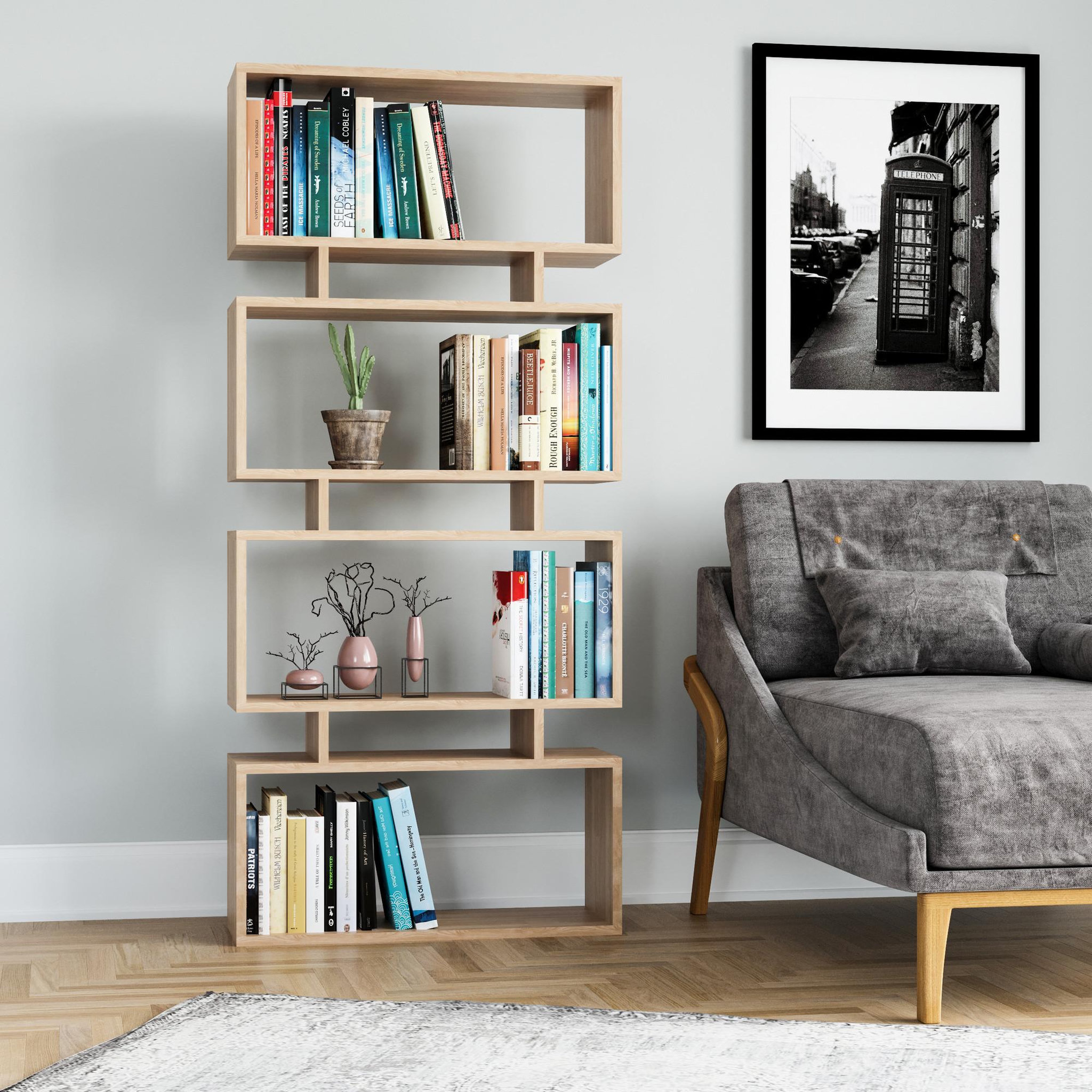 Voir la diapositive 2 : Habitat et Jardin Bibliothèque en bois  langdon  - 72 x 25 x 161 cm - beige
