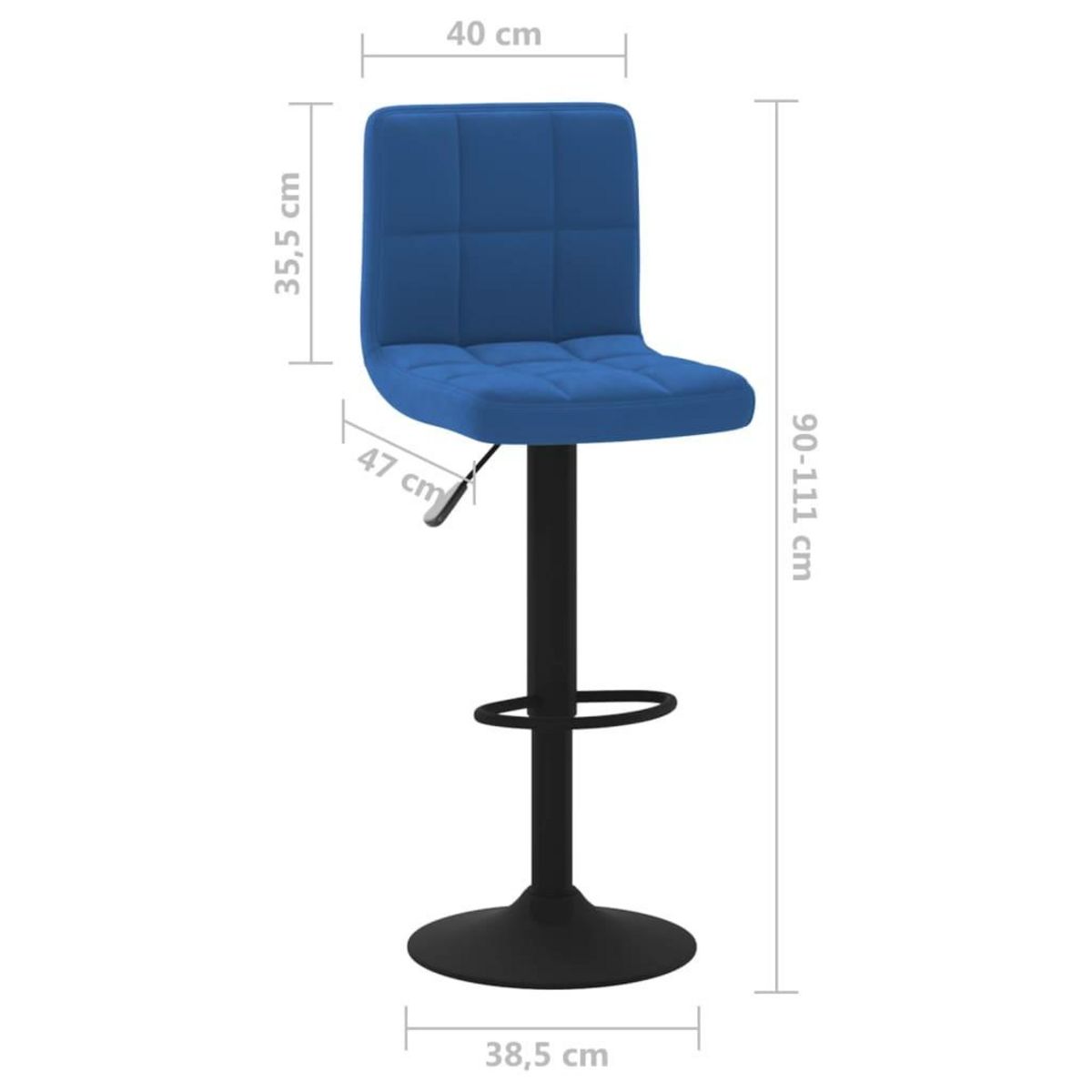 VIDAXL Tabourets de bar lot de 2 bleu velours