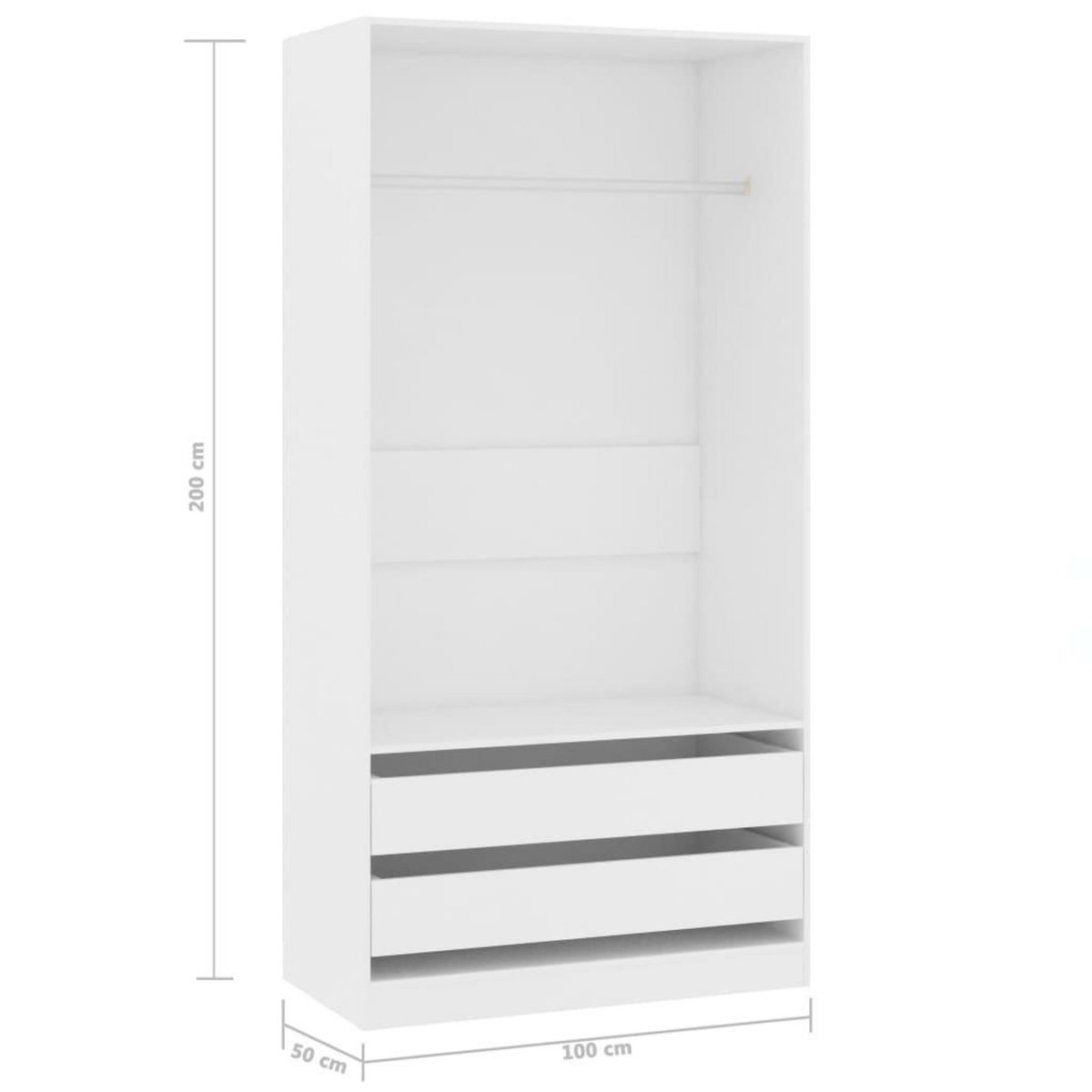 VIDAXL Garde-robe Blanc 100x50x200 cm Bois d'ingenierie