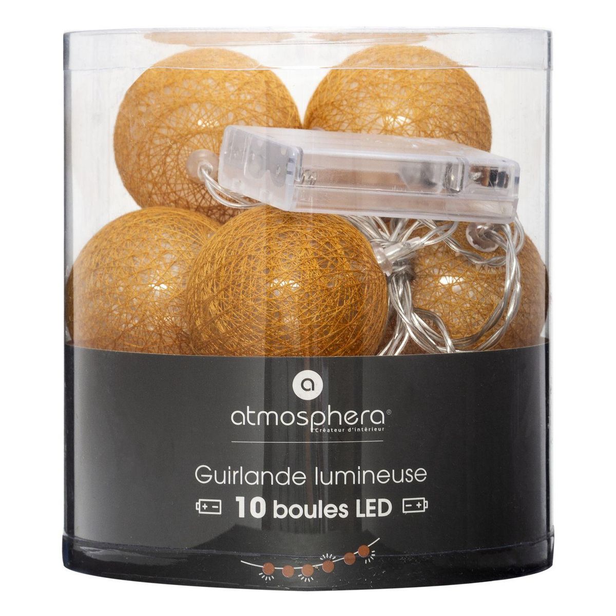 ATMOSPHERA Guirlande LED 10 boules - Orange ocre