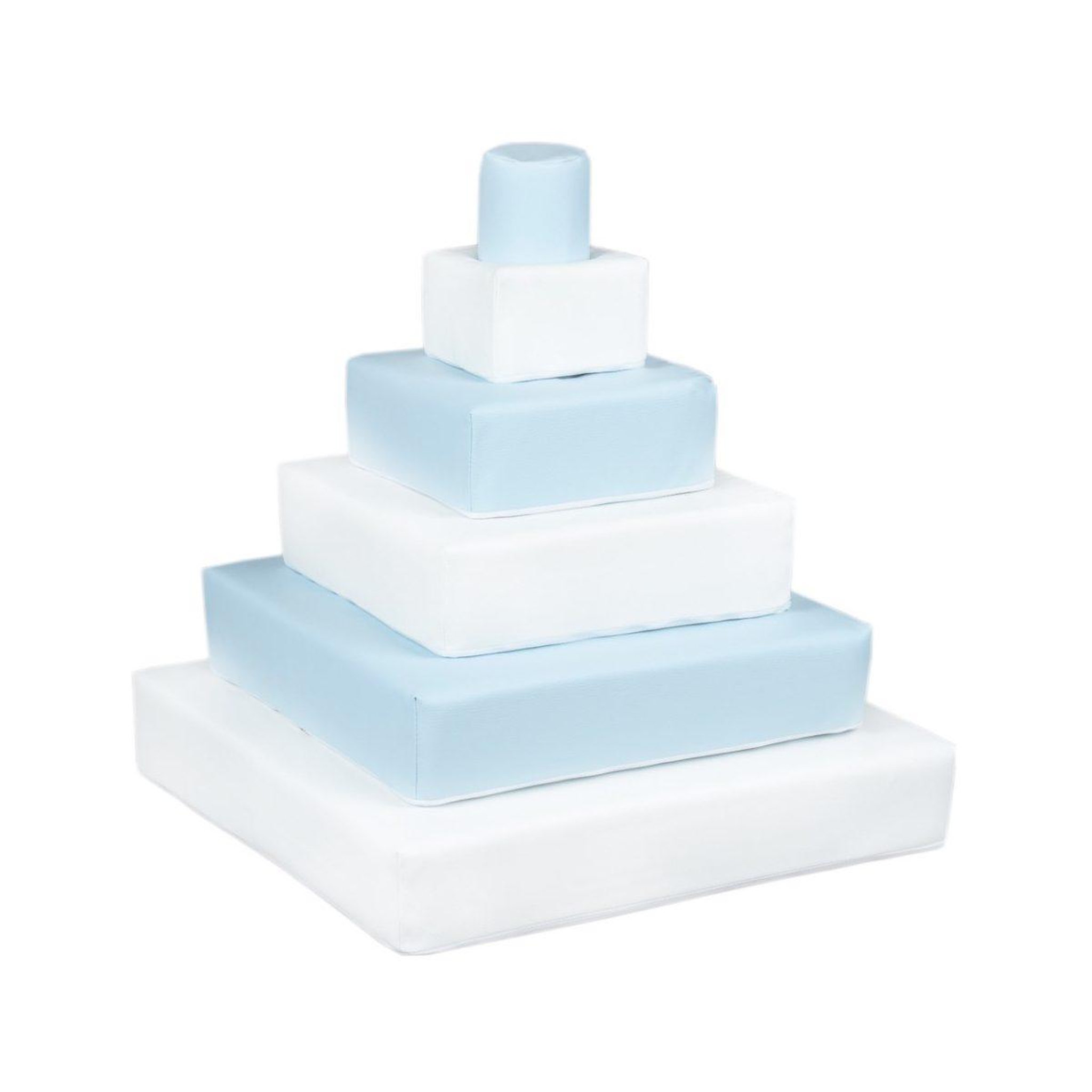VELINDA Pyramide- lot de 6 gros blocs blanc bleu pastel
