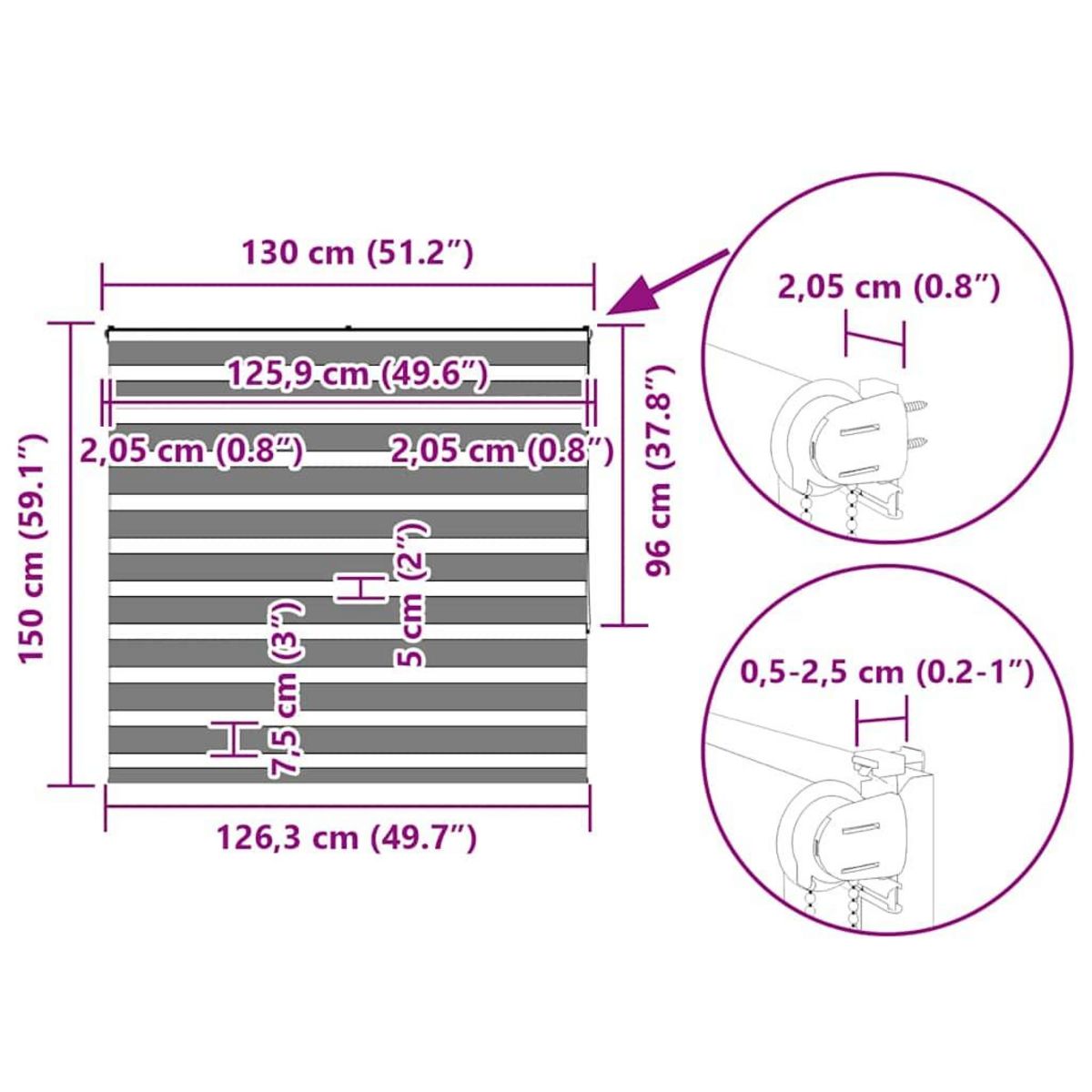 VIDAXL Store zebre marron sable largeur du tissu 125,9cm polyester