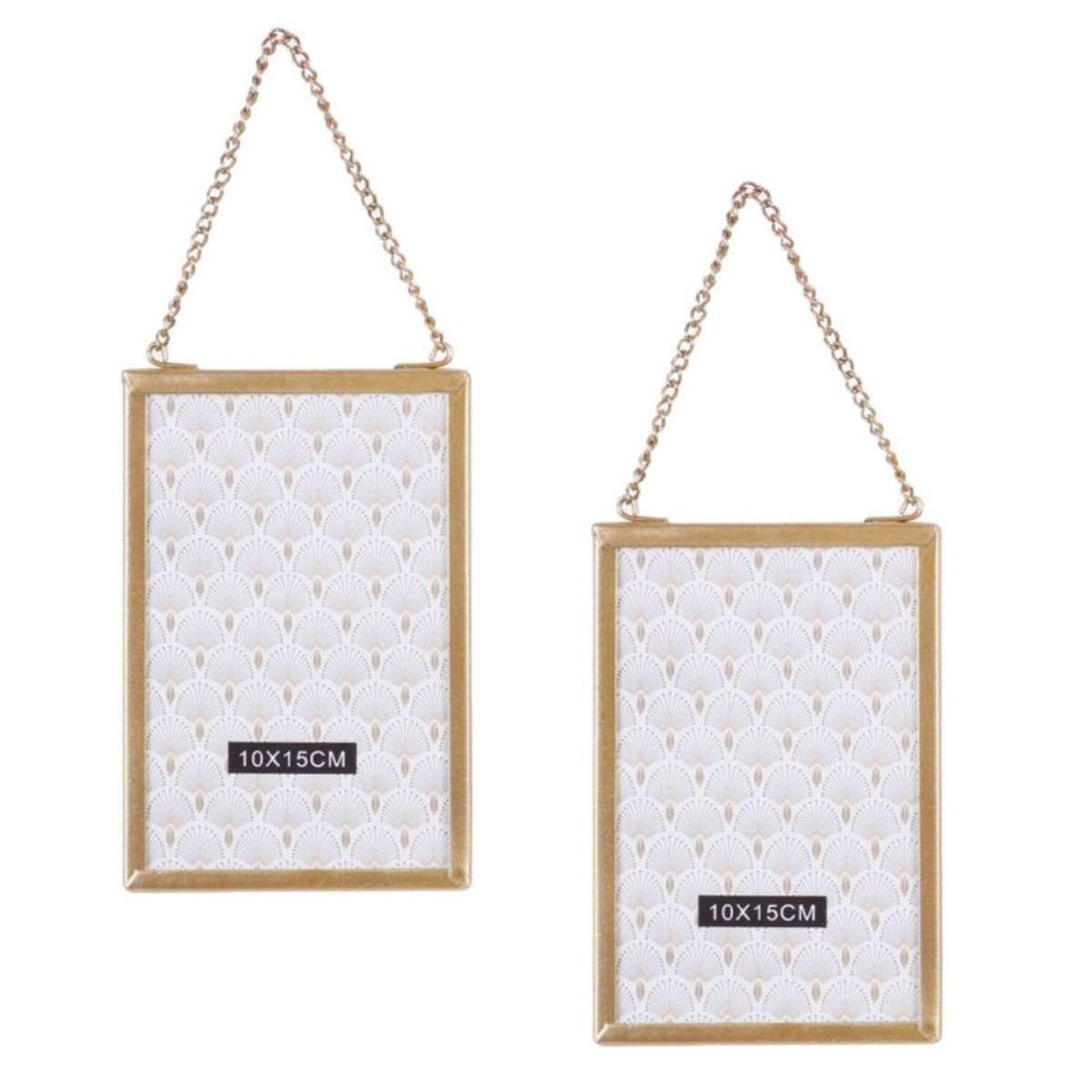 TOILINUX Lot de 2 cadres photo à suspendre design petit modèle GOLD HOME - Doré