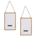 TOILINUX Lot de 2 cadres photo à suspendre design petit modèle GOLD HOME - Doré