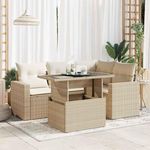 VIDAXL Salon de jardin avec coussins 5 pcs beige resine tressee