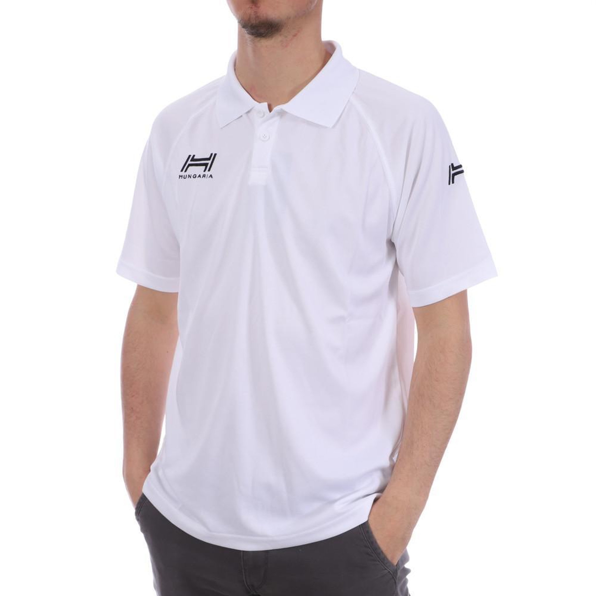 HUNGARIA Polo Blanc Homme Hungaria Training Premium. Coloris disponibles : Blanc