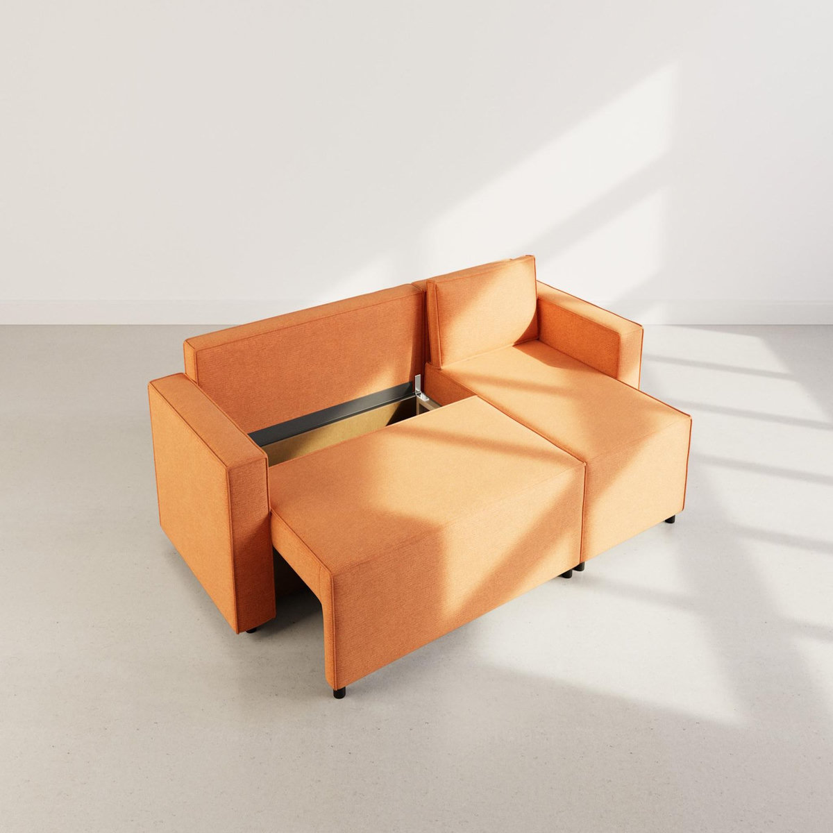 BEST MOBILIER Jonas - canapé d'angle réversible 4 places convertible avec coffre en tissu texturé