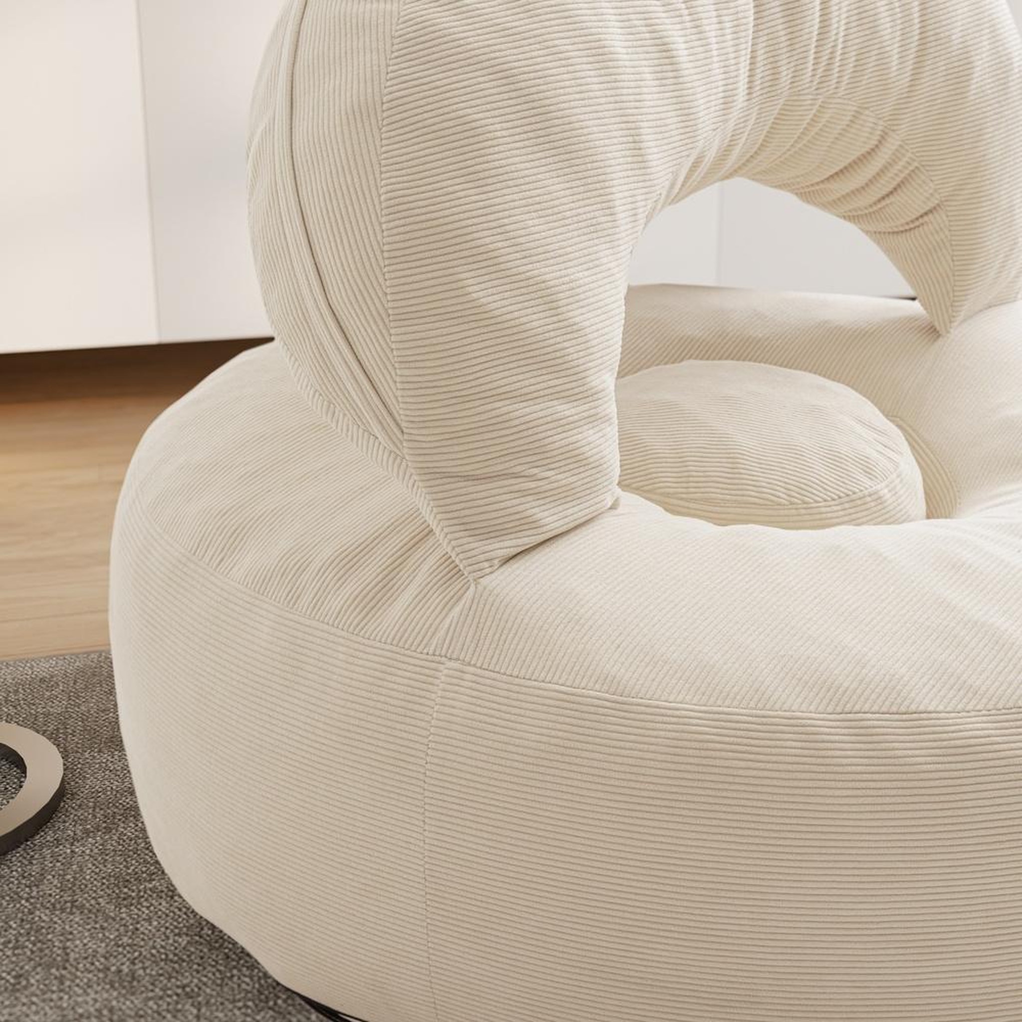 Voir la diapositive 4 : SOBUY Fauteuil lounge avec repose-pieds crème 110x125x65cm fst100-mi