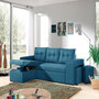 Voir la diapositive 4 : BEST MOBILIER California - canapé d'angle réversible et convertible avec coffre de rangement - bleu canard - bleu canard