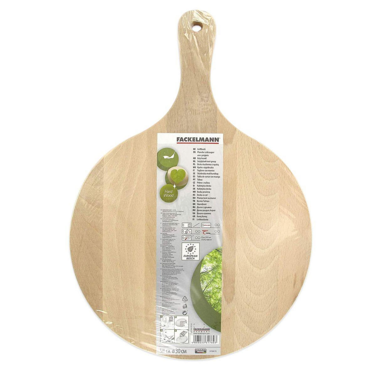 Fackelmann Lot de 6 planches à pizza et tarte flambée en bois 30 cm Fackelmann Wood Edition