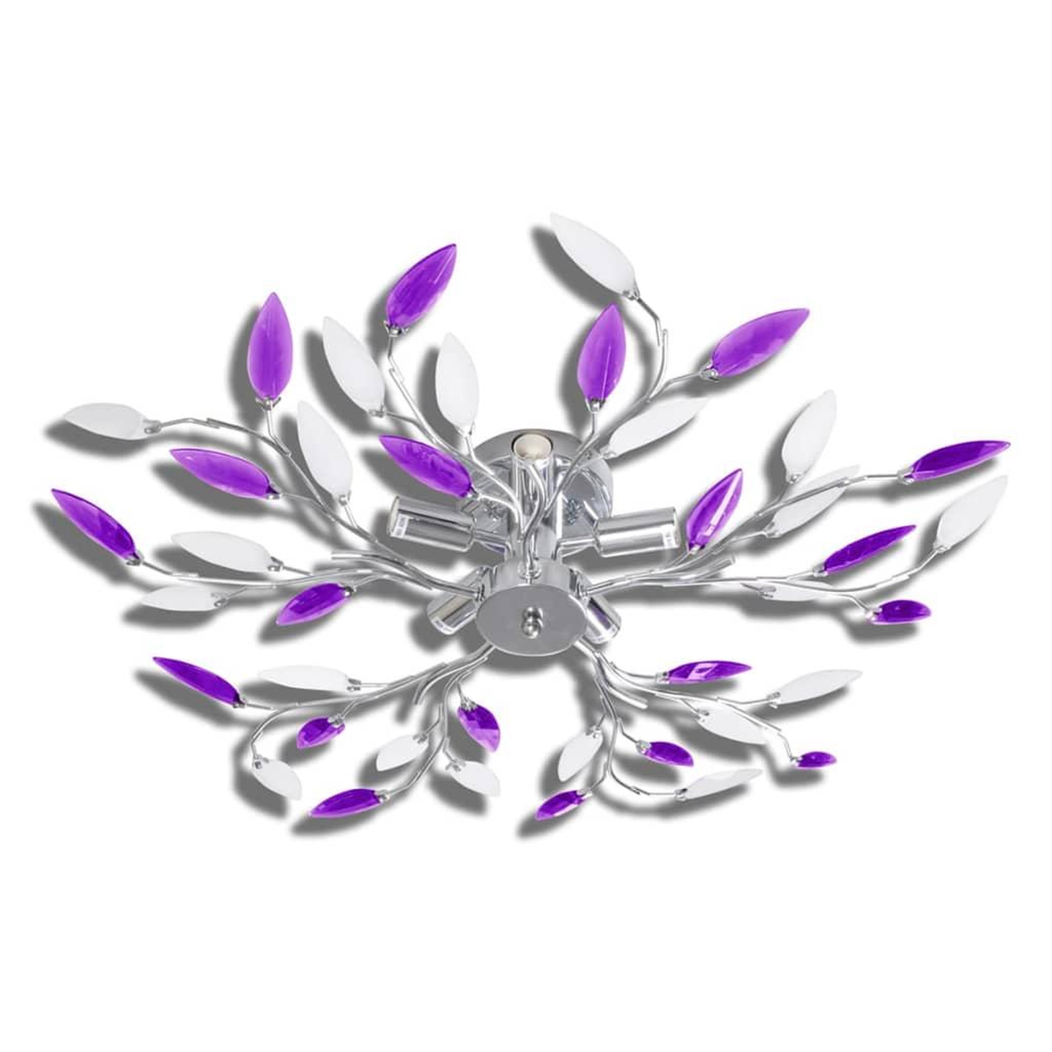 Voir la diapositive 2 : VIDAXL Plafonnier avec bras en acrylique Violet et blanc 5ampoules E14