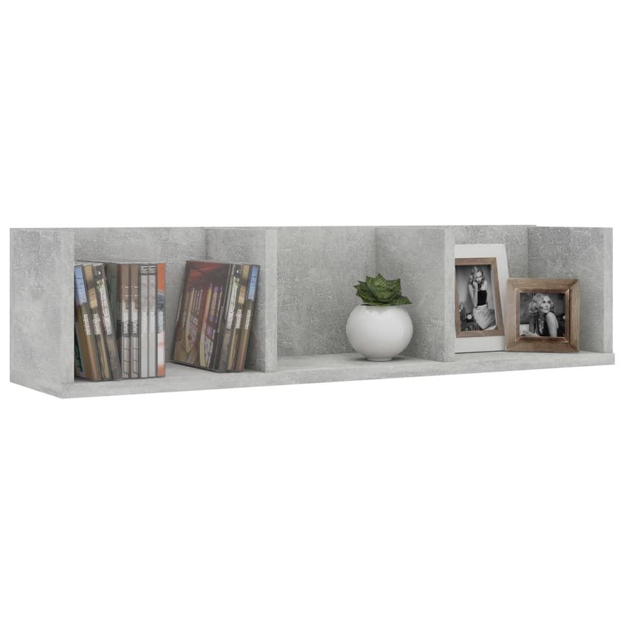 Voir la diapositive 3 : VIDAXL Etagere murale a CD Gris beton 75x18x18 cm Bois d'ingenierie