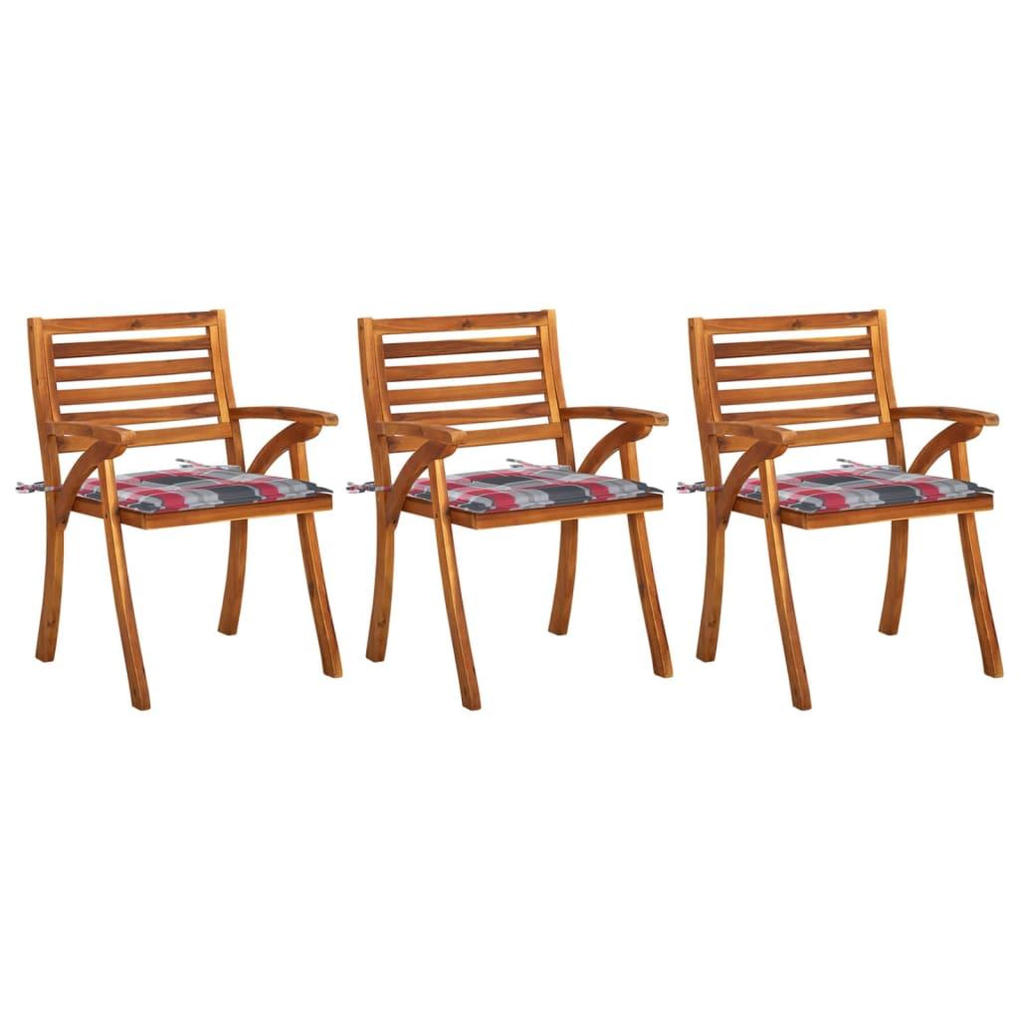 Voir la diapositive 1 : VIDAXL Chaises a manger de jardin avec coussins lot de 3 Acacia massif