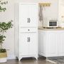 Voir la diapositive 2 : HOMCOM Buffet haut 4 portes 2 étagères tiroir coulissant MDF blanc