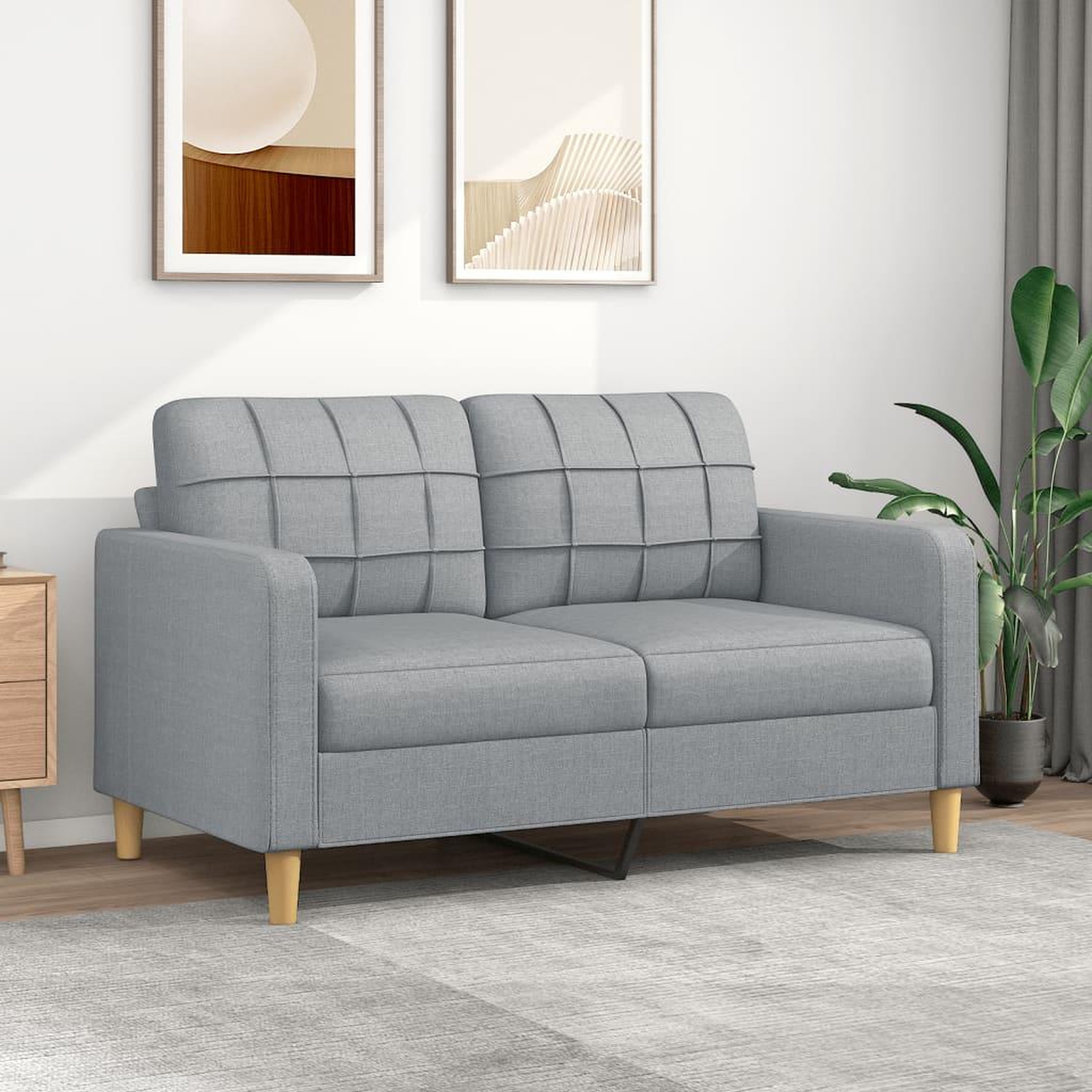 VIDAXL Canape a 2 places Gris clair 140 cm Tissu