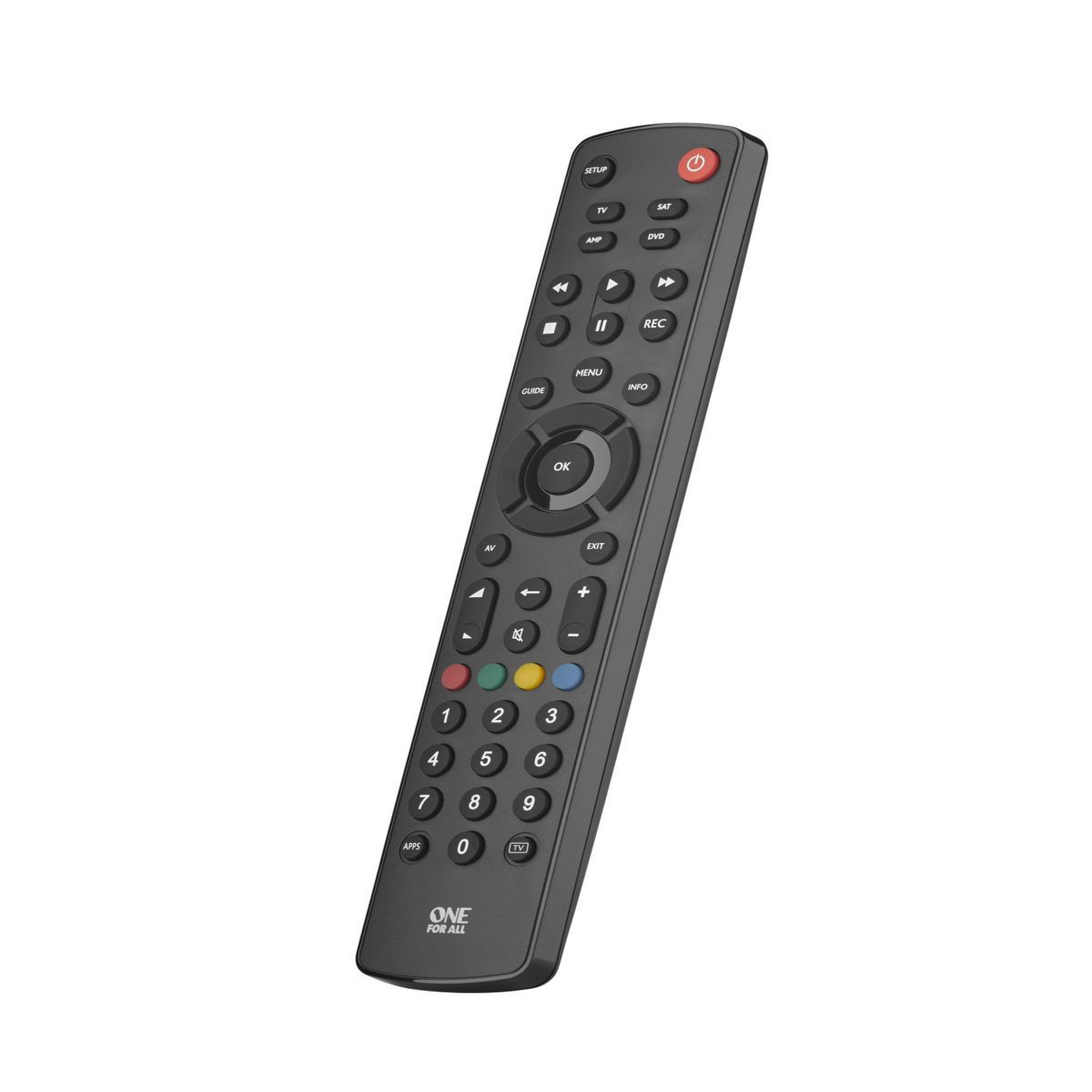 Voir la diapositive 3 : One For All One For All Basic Contour 4 télécommande IR Wireless TV, Boitier décodeur TV, DVD/Blu-ray, Barre de son Appuyez sur les boutons