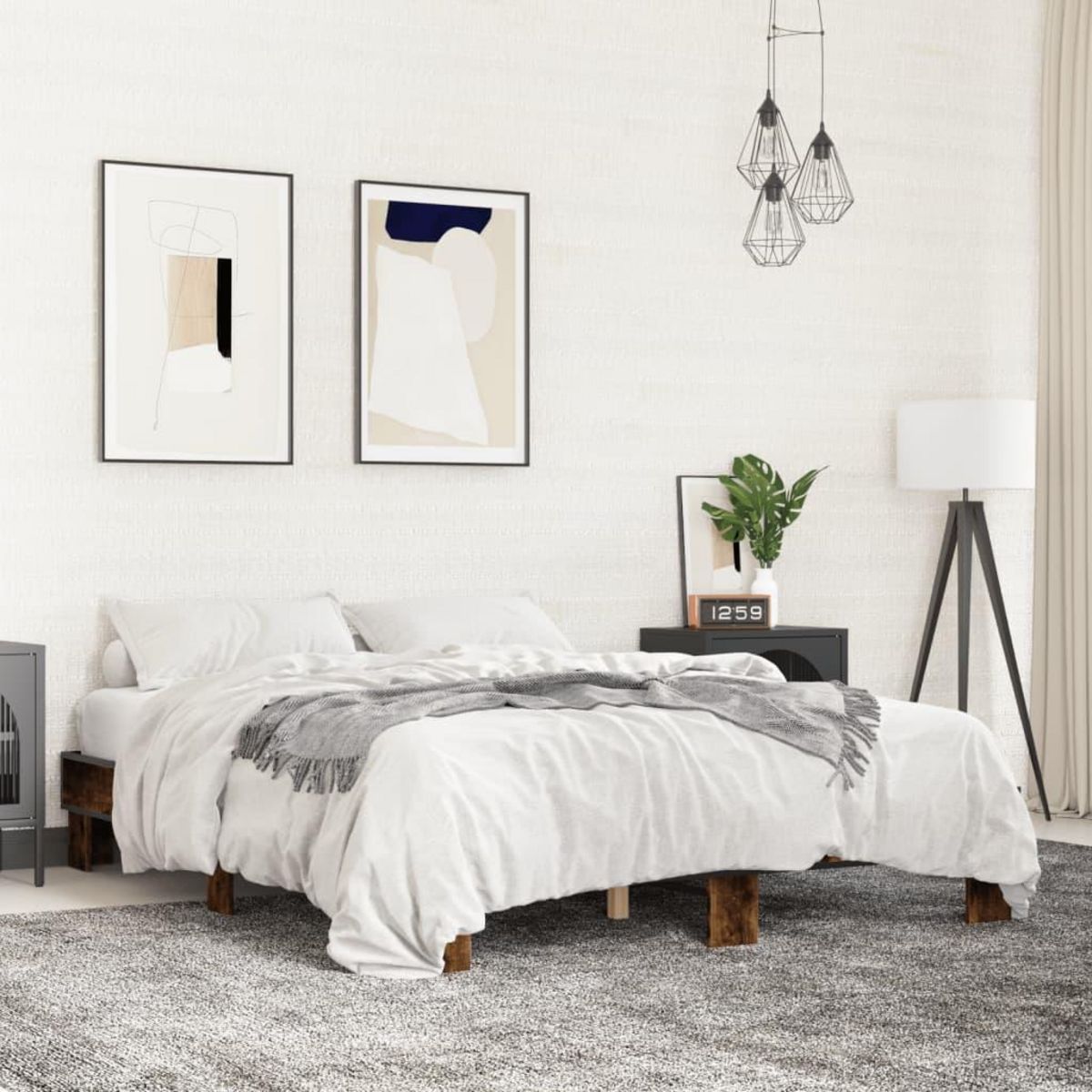 VIDAXL Cadre de lit sans matelas chene fume 150x200 cm