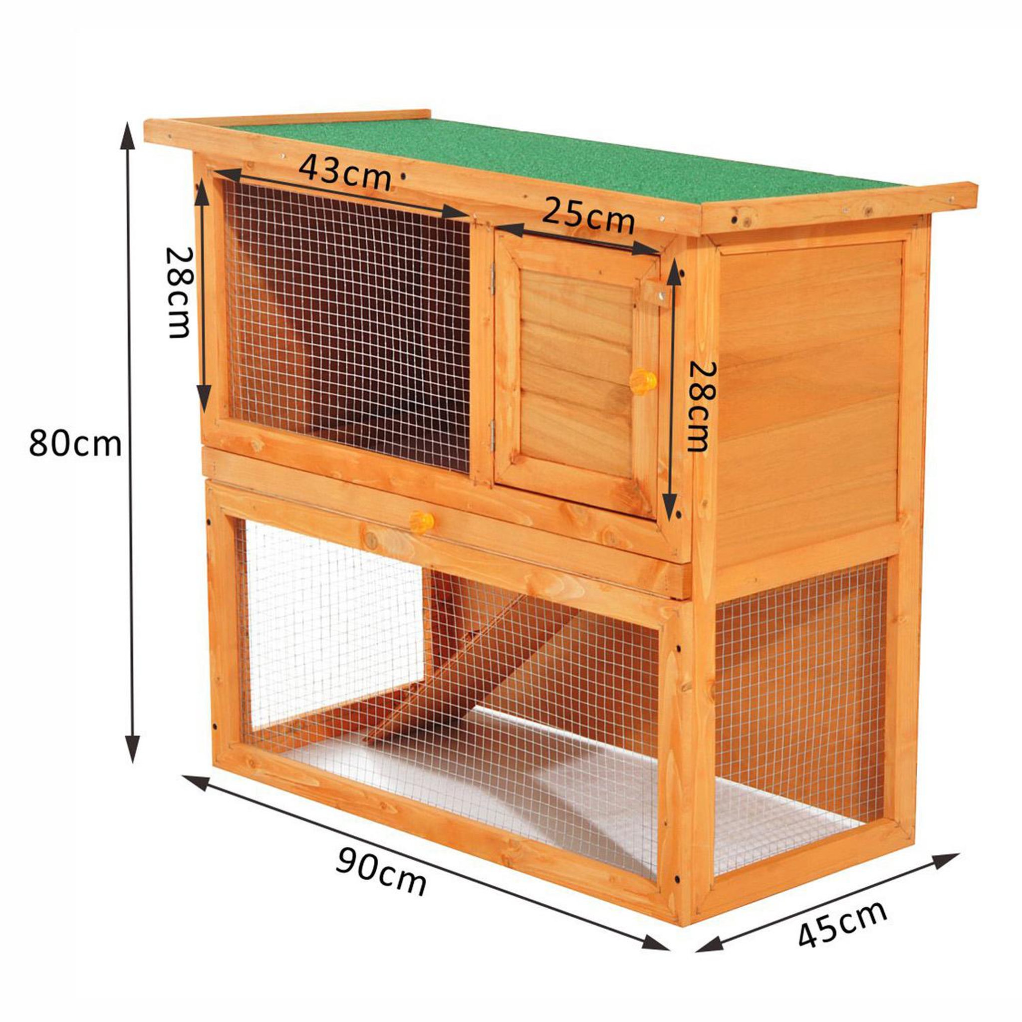 Voir la diapositive 3 : PAWHUT Clapier à lapin cage à lapin 2 étages plateau coulissant rampe et toit ouvrant 90l x 45l x 80h cm