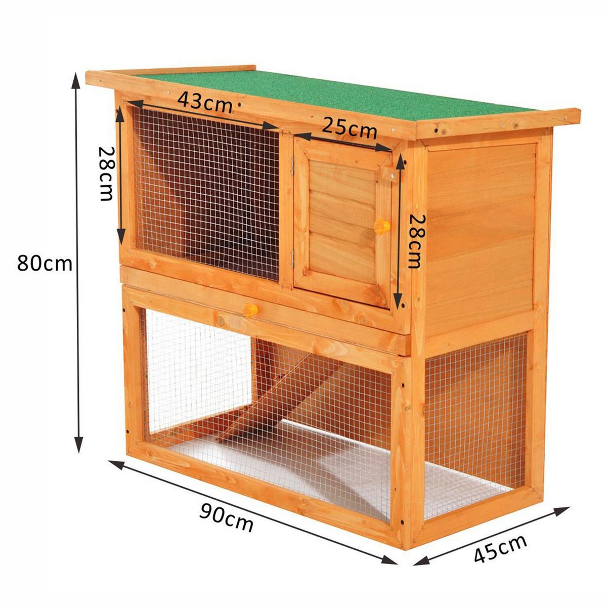 PAWHUT Clapier à lapin cage à lapin 2 étages plateau coulissant rampe et toit ouvrant 90L x 45l x 80H cm