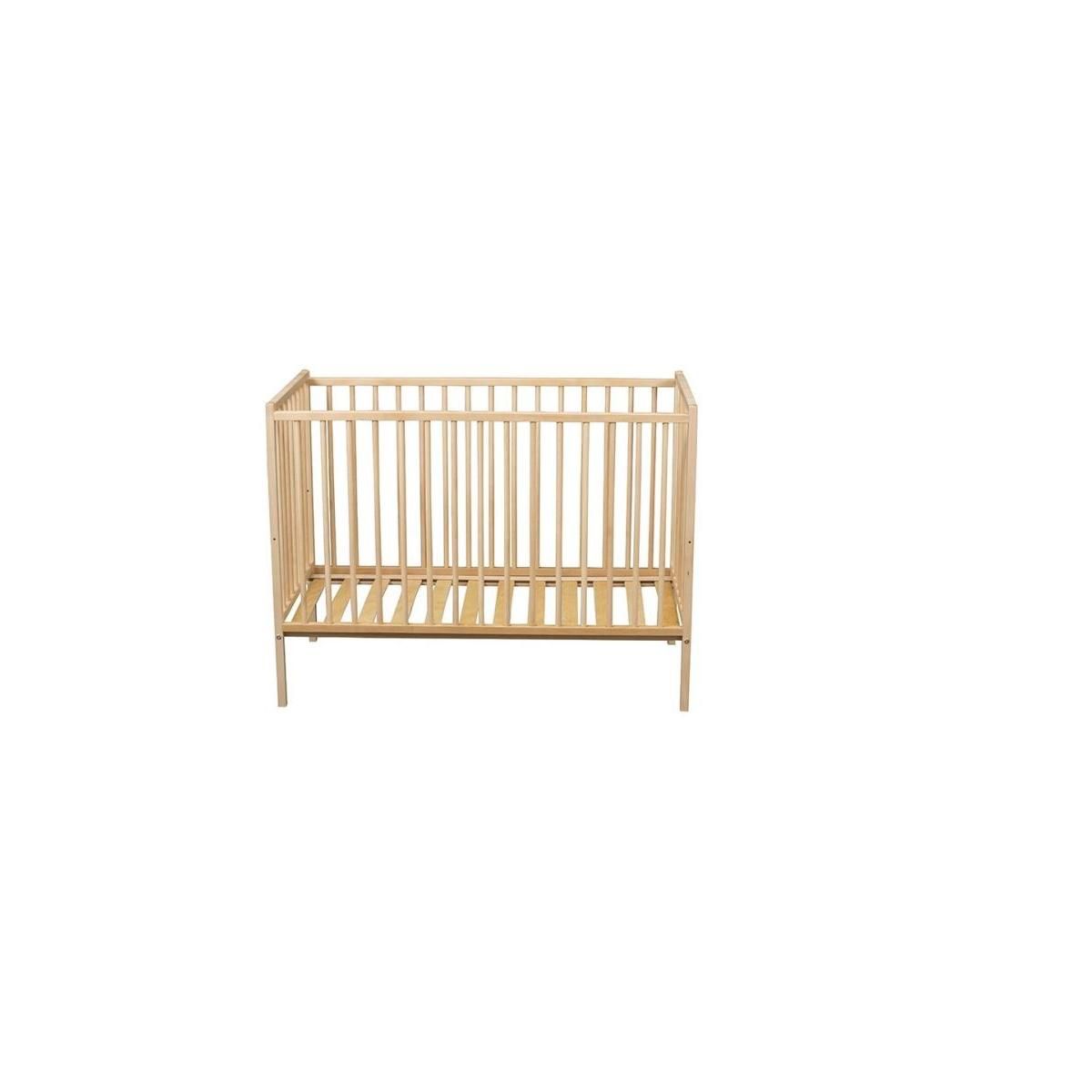 COMBELLE Lit Remi 60x120 en Bois Massif Vernis Naturel - Meuble de Puériculture Écologique