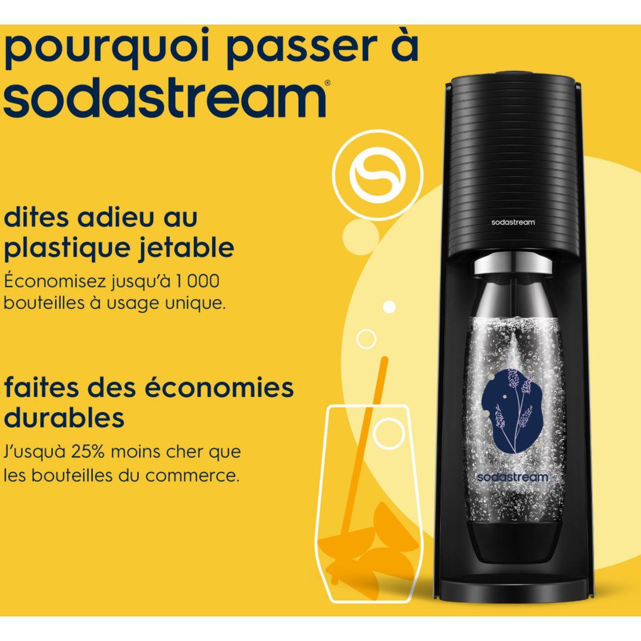 Voir la diapositive 3 : SODASTREAM Machine à soda TERRA Noire Lavande