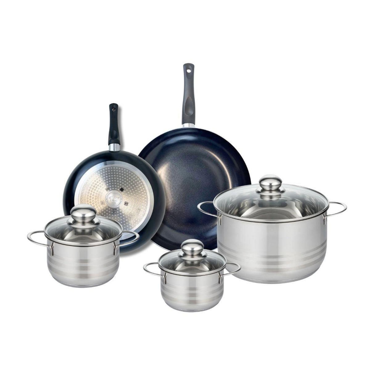ELO Ensemble de 2 Poêles de cuisson 24 et 28 cm et 3 faitouts 14, 16 et 24 cm Elo Prima Brillant