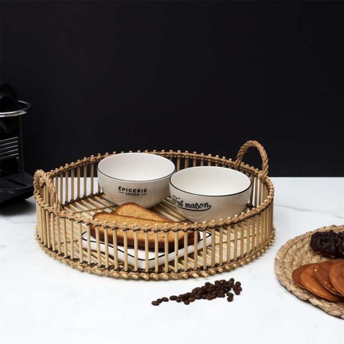 Paris Prix Plateau Déco en Bambou  Tressage  40cm Naturel