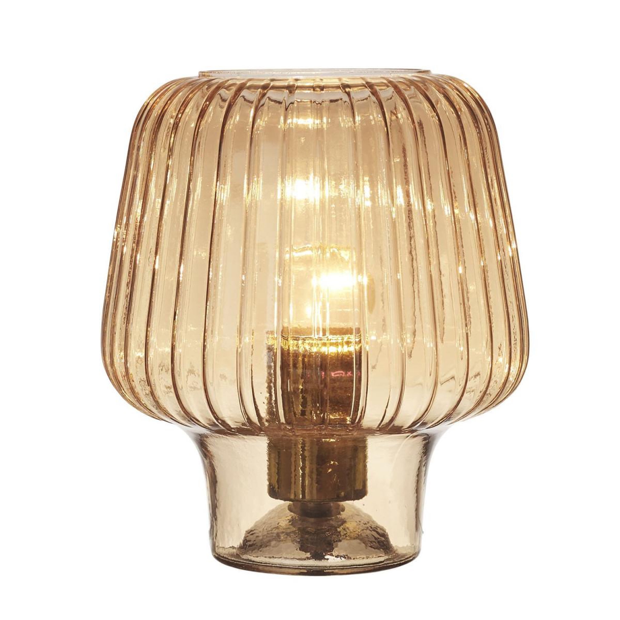 Voir la diapositive 2 : The Home Deco Factory Lampe à poser verre fumé  champignon  21cm ambre